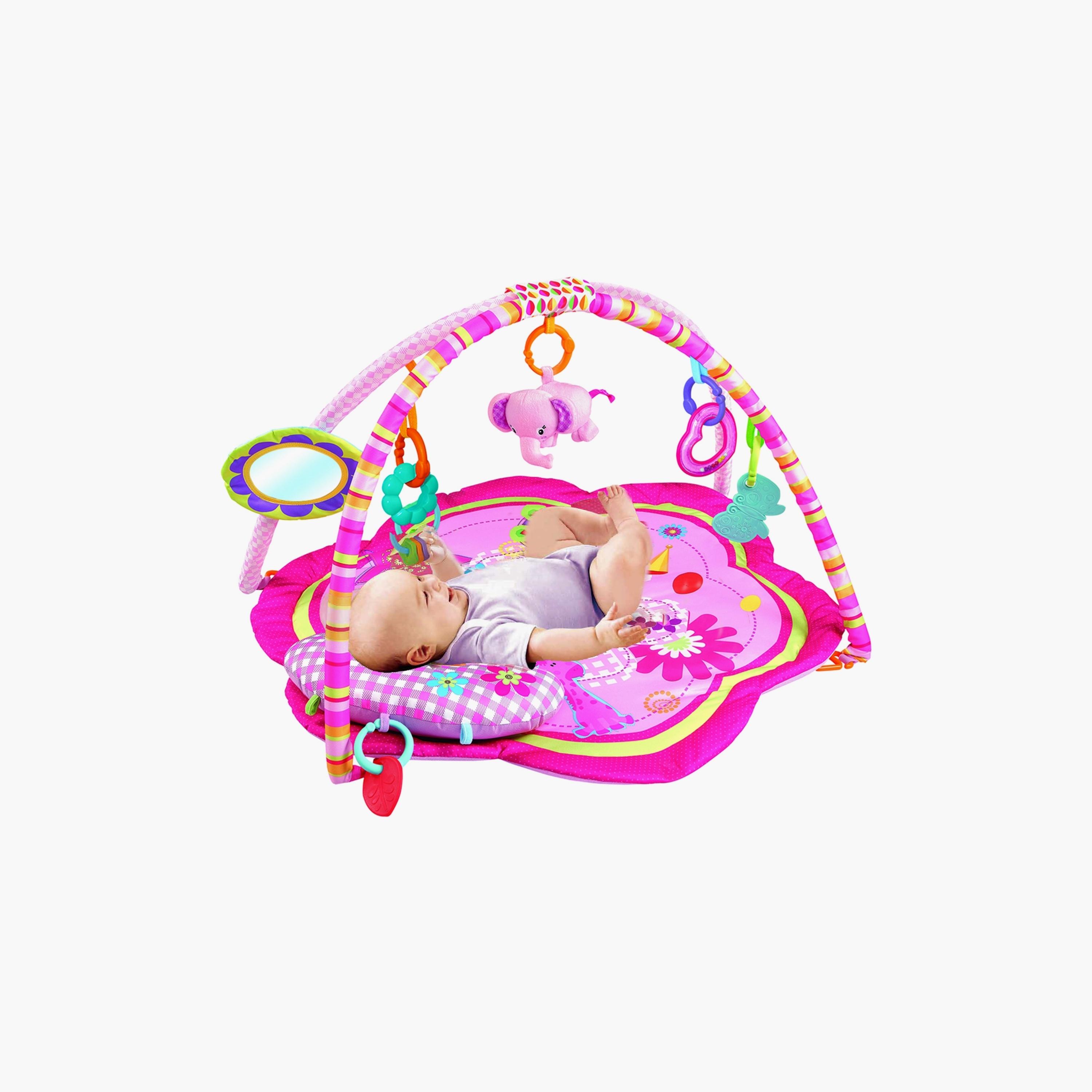 Factory Price Wild Life Printed Activity Play Gym with Nack Pillow & Plush Toys - Pink- C-baby-infantactivity-playgyms-image-2