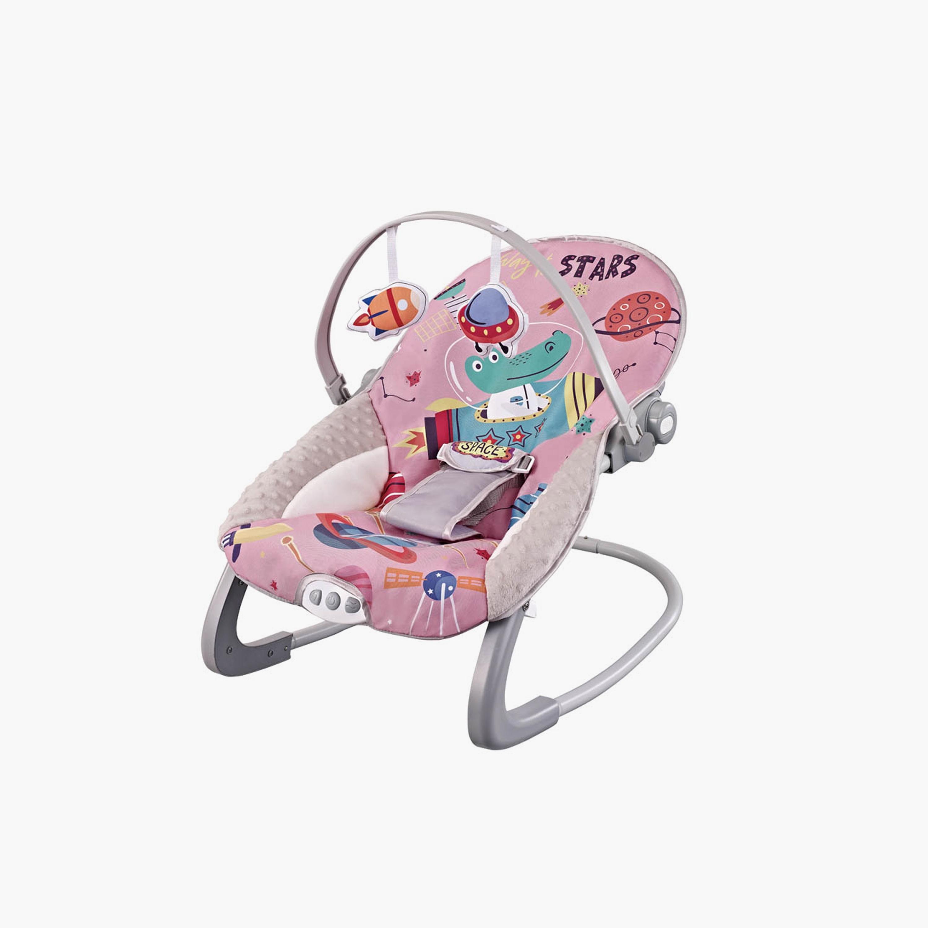 Factory Price Printed Bouncer with Removable Toys, Music & Vibration - Space Pink-baby-infantactivity-bouncers-image-1