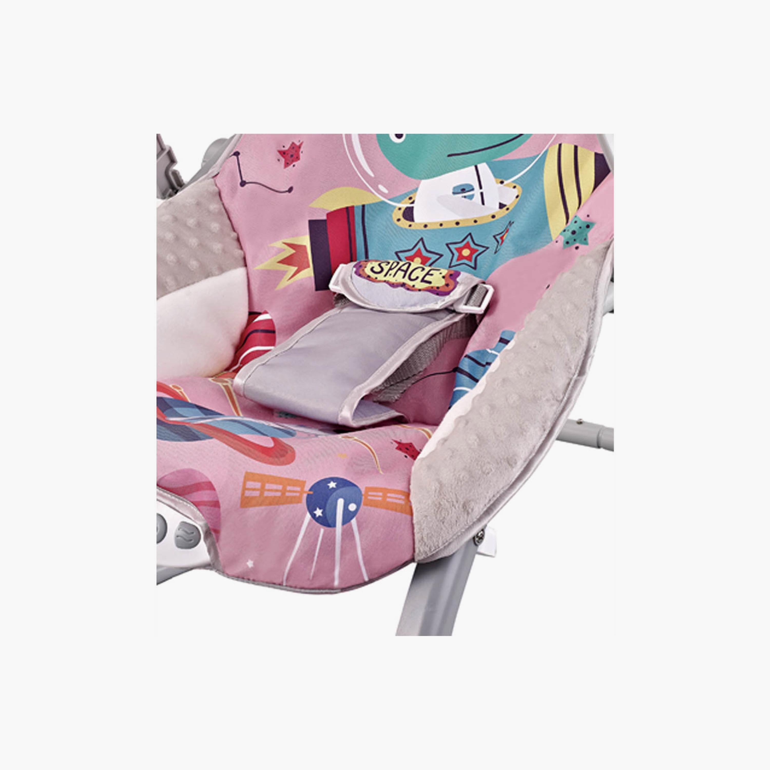 Factory Price Printed Bouncer with Removable Toys, Music & Vibration - Space Pink-baby-infantactivity-bouncers-image-3