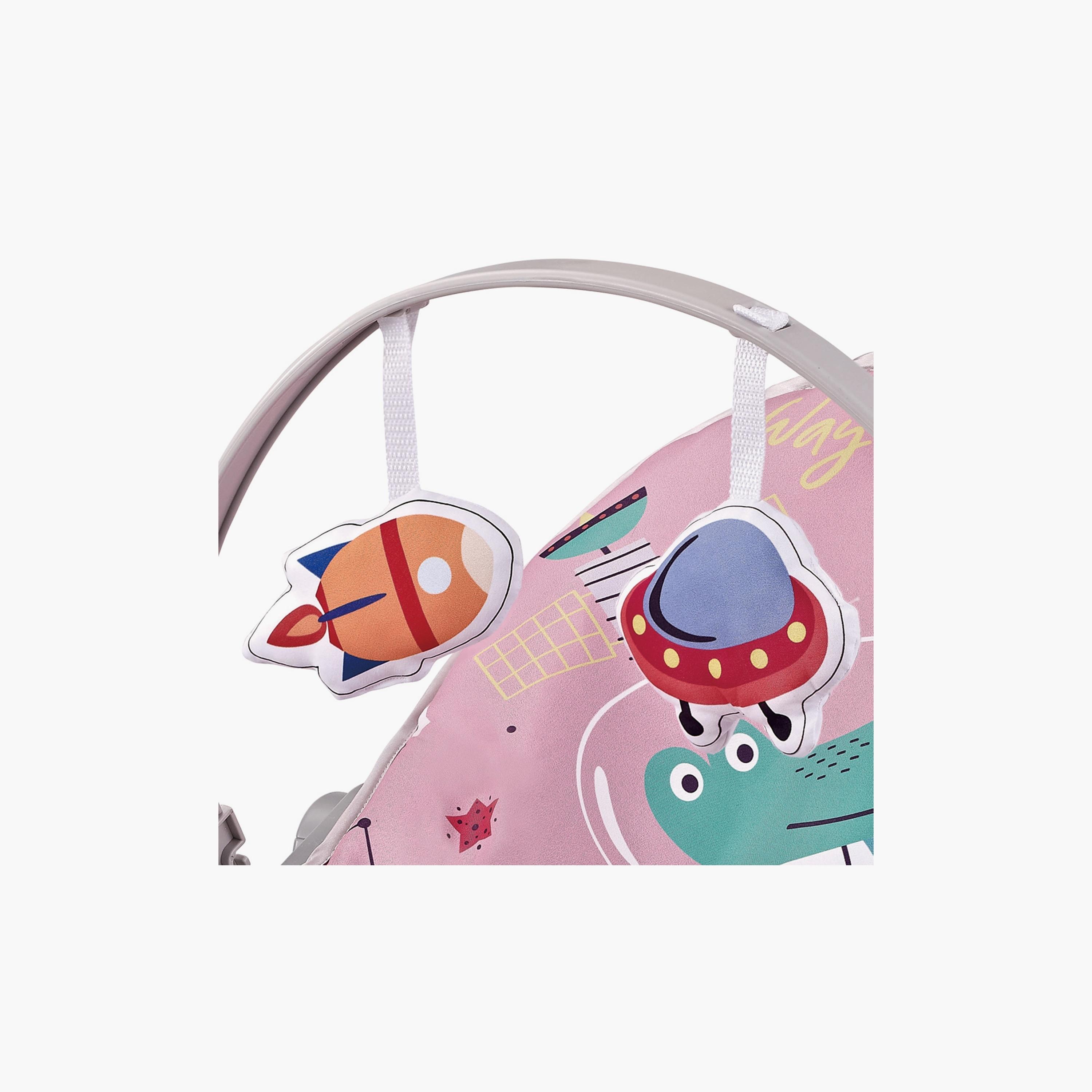 Factory Price Printed Bouncer with Removable Toys, Music & Vibration - Space Pink-baby-infantactivity-bouncers-image-7