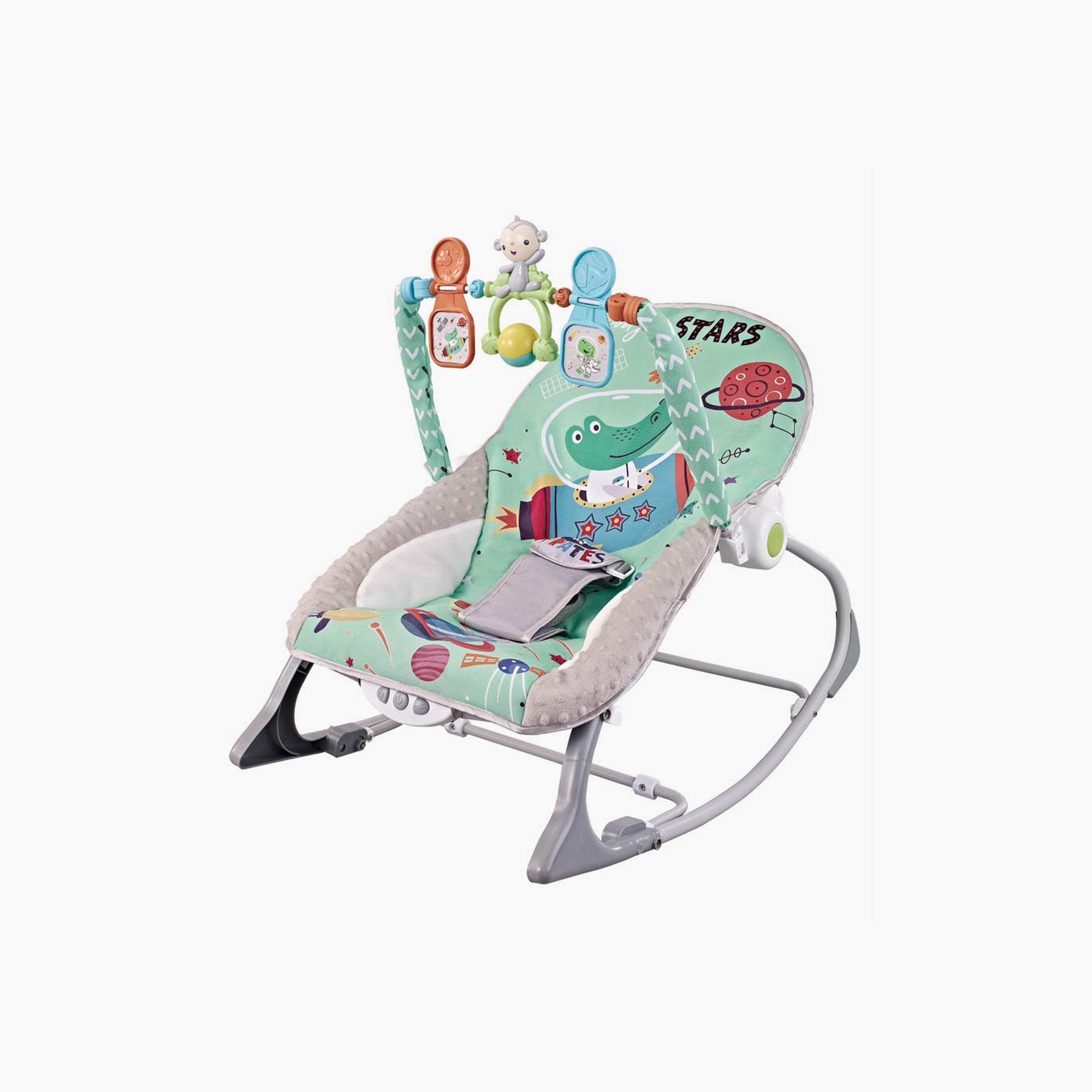 Factory Price Printed Rocker with Removable Toys, Music & Vibration - Space Green-baby-infantactivity-rockers-image-1