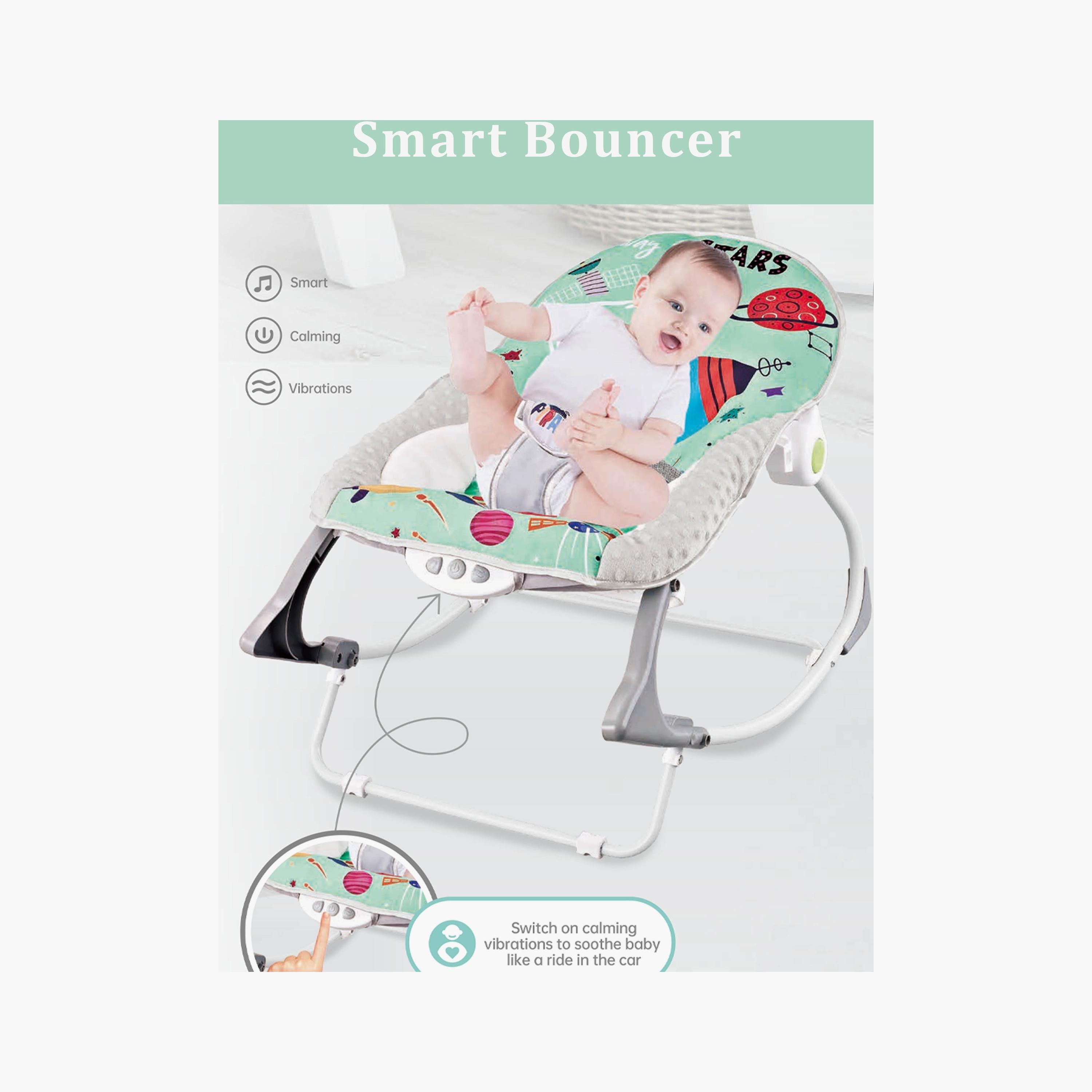 Factory Price Printed Rocker with Removable Toys, Music & Vibration - Space Green-baby-infantactivity-rockers-image-2