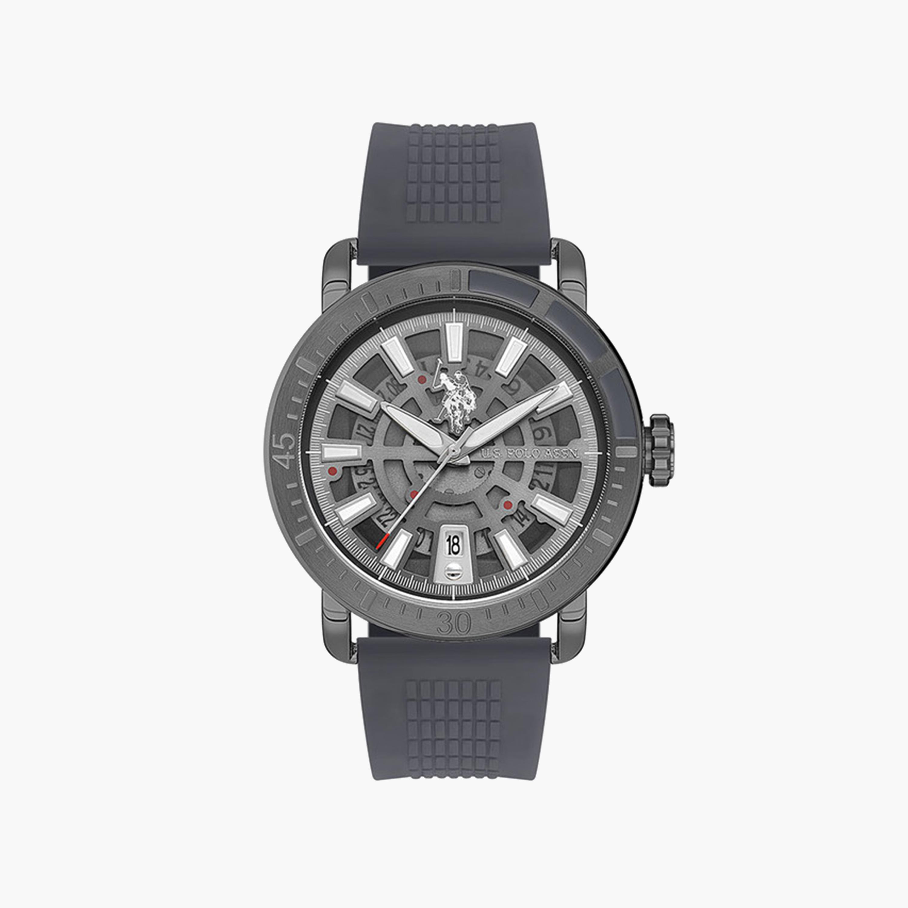 يو. اس. بولو اسوسيشن  - ساعة للرجال 43 ملم تناظرية سيليكون رمادية | USPA1058-02-men-watchesandjewellery-watches-image-1