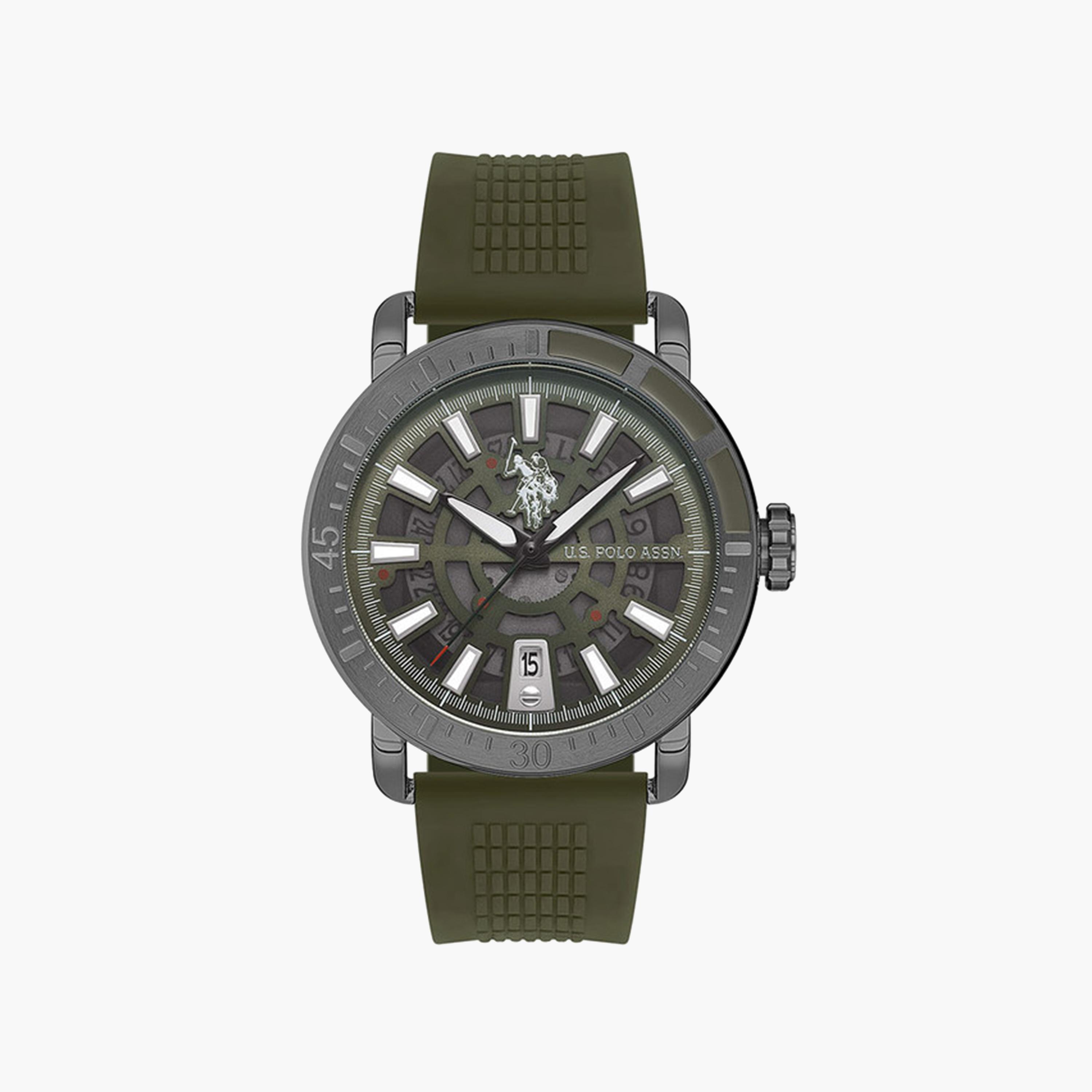 يو. اس. بولو اسوسيشن  - ساعة للرجال 43 ملم تناظرية سيليكون أخضر | USPA1058-04-men-watchesandjewellery-watches-image-1