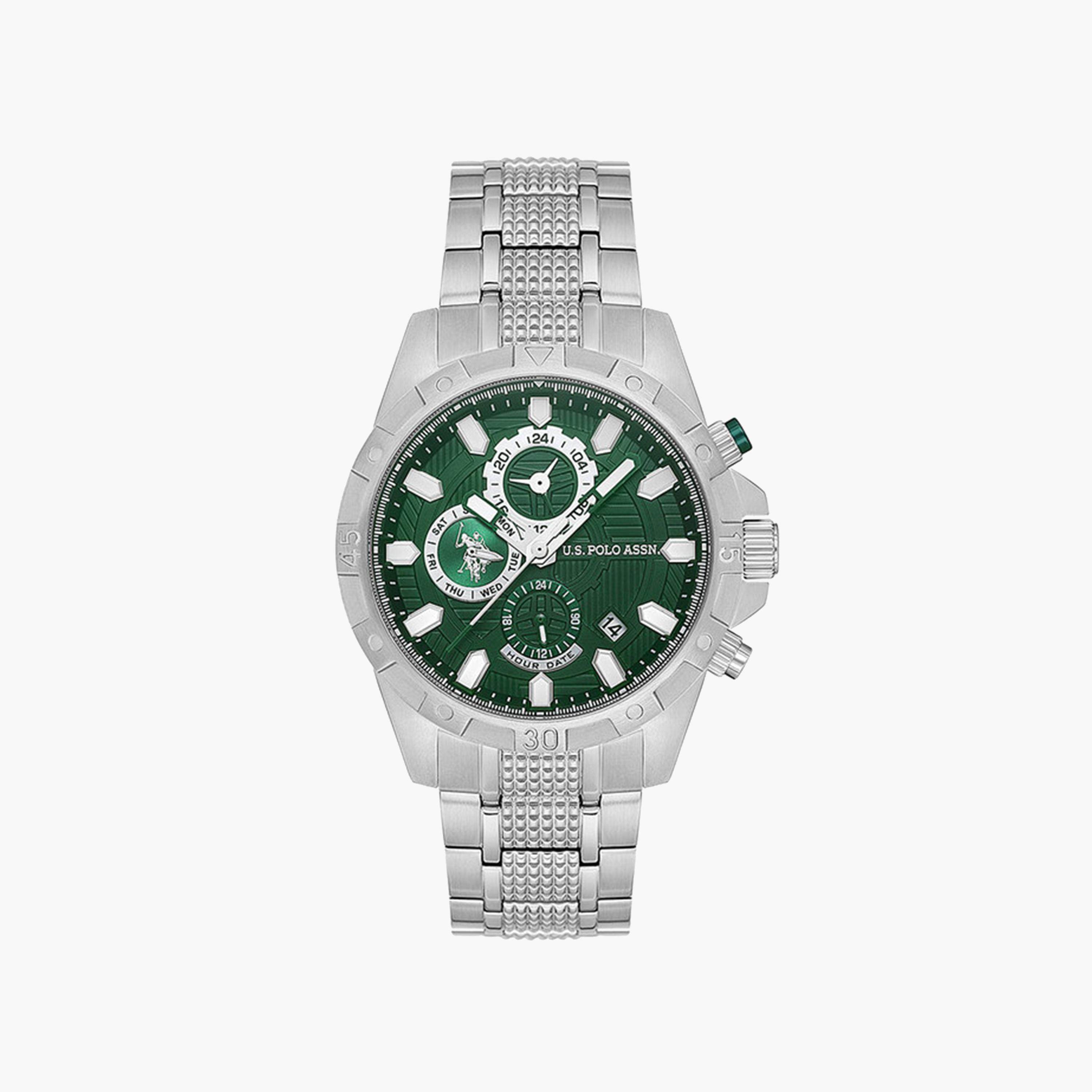 يو. اس. بولو اسوسيشن  - ساعة للرجال كرونوغراف فضي 44 مم من الستانليس ستيل | USPA1077-04-men-watchesandjewellery-watches-image-1