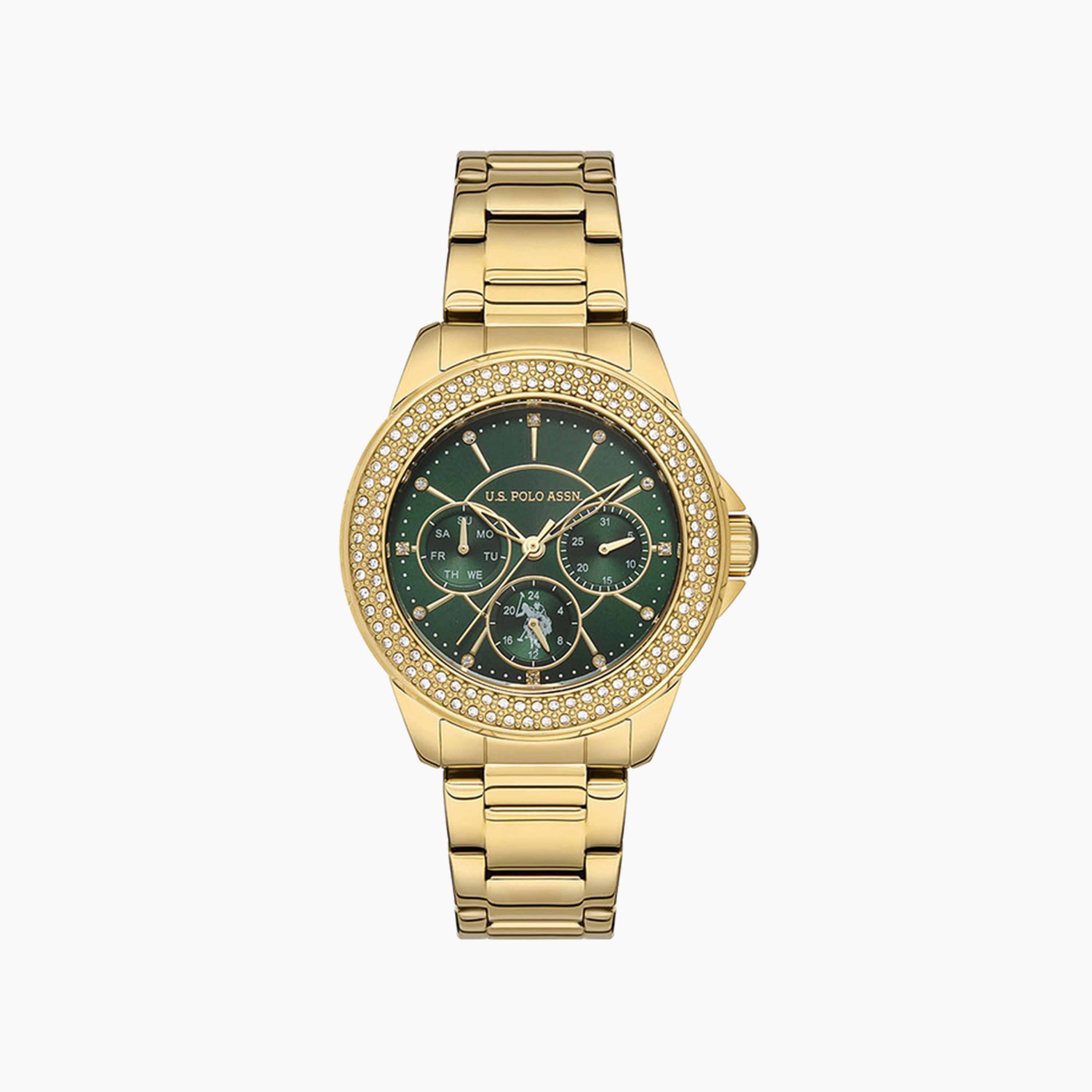 يو. اس. بولو اسوسيشن  - ساعة للنساء كرونوغراف ذهبي من الستانليس ستيل 37 مم | USPA2042-06-women-watchesandjewellery-watches-image-1