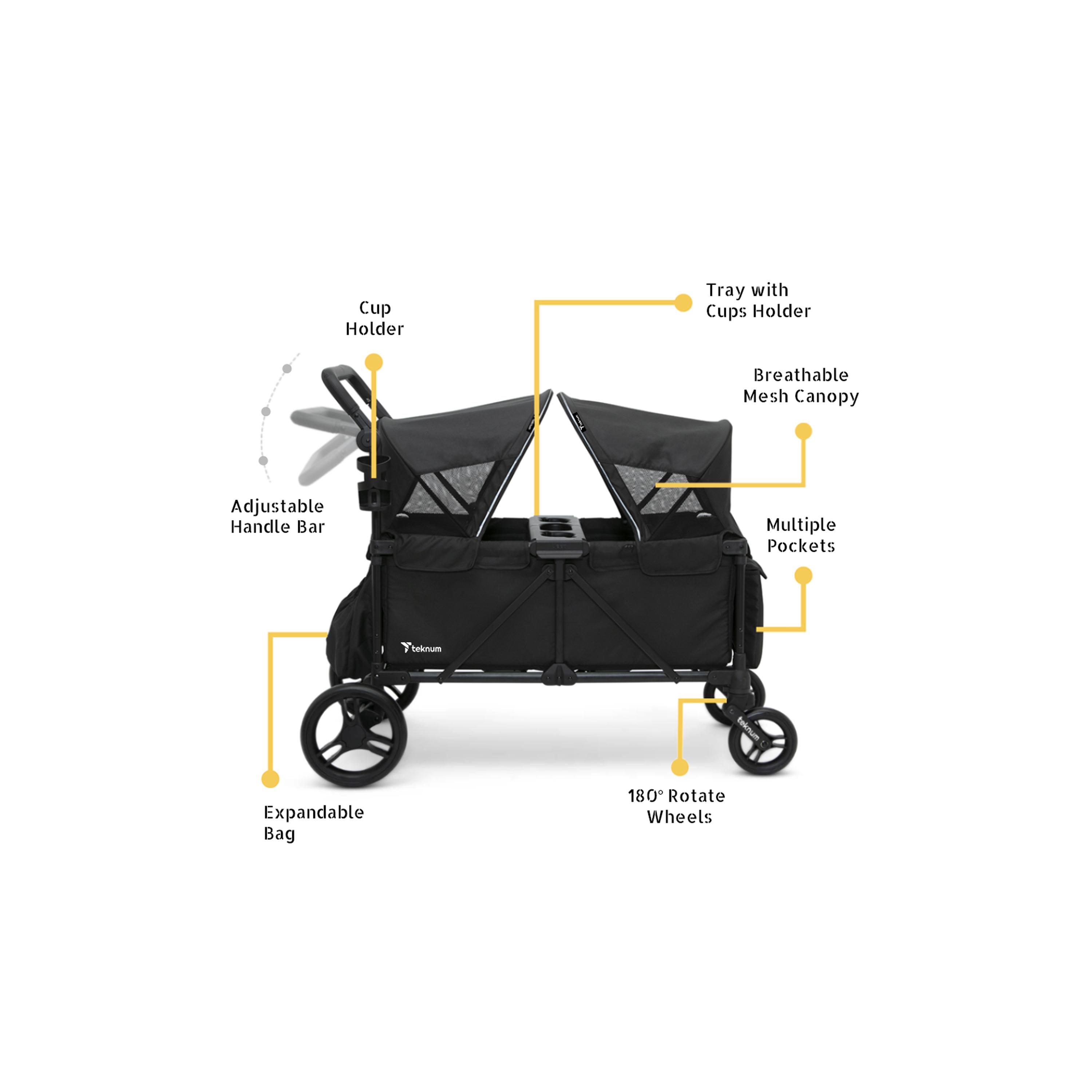 Teknum Fellow Wagon Stroller with Snack Tray - Black-baby-gear-strollersandprams-strollers-image-9