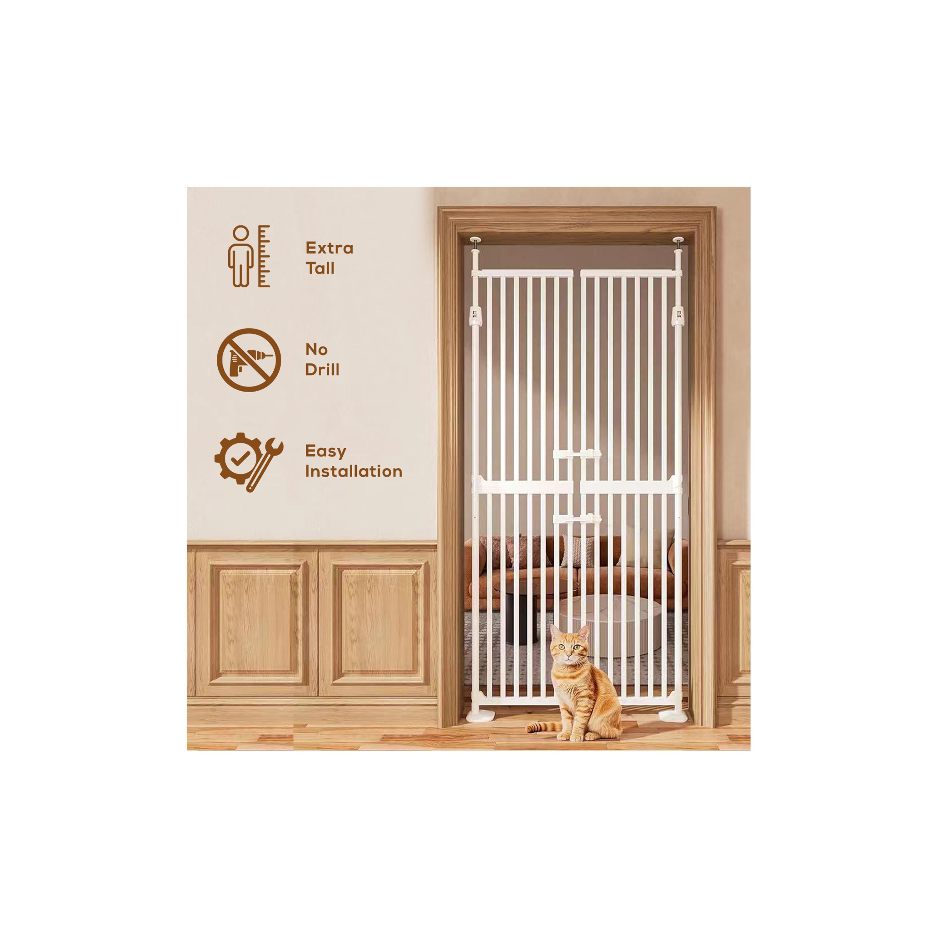 Baby Safe Extra Tall Dual Door Metal Safety Gate with Extension - White-baby-healthandsafety-babyproofing-image-3