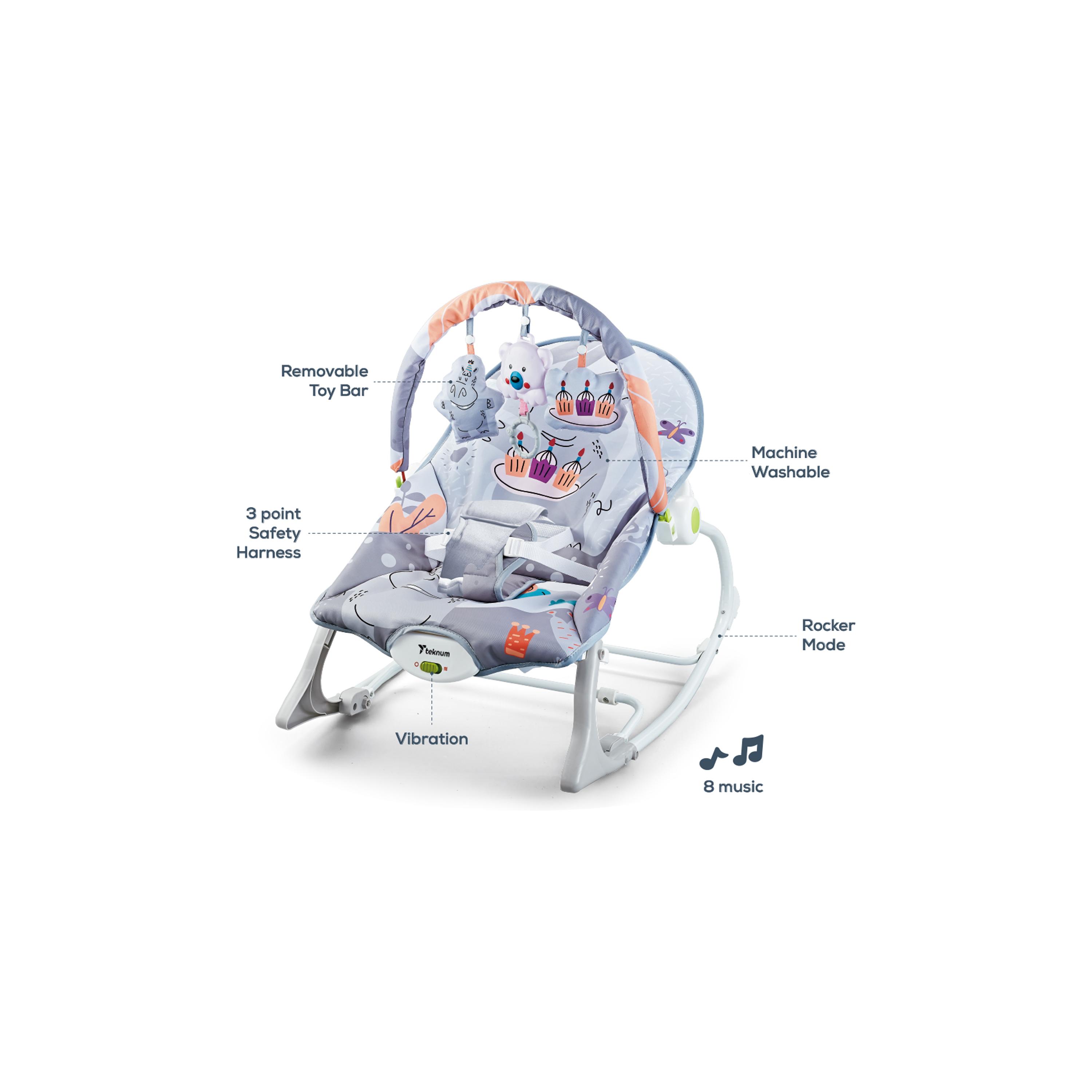 Teknum 3-In-1 Rocker with Soothing - Party - Grey-baby-infantactivity-rockers-image-4