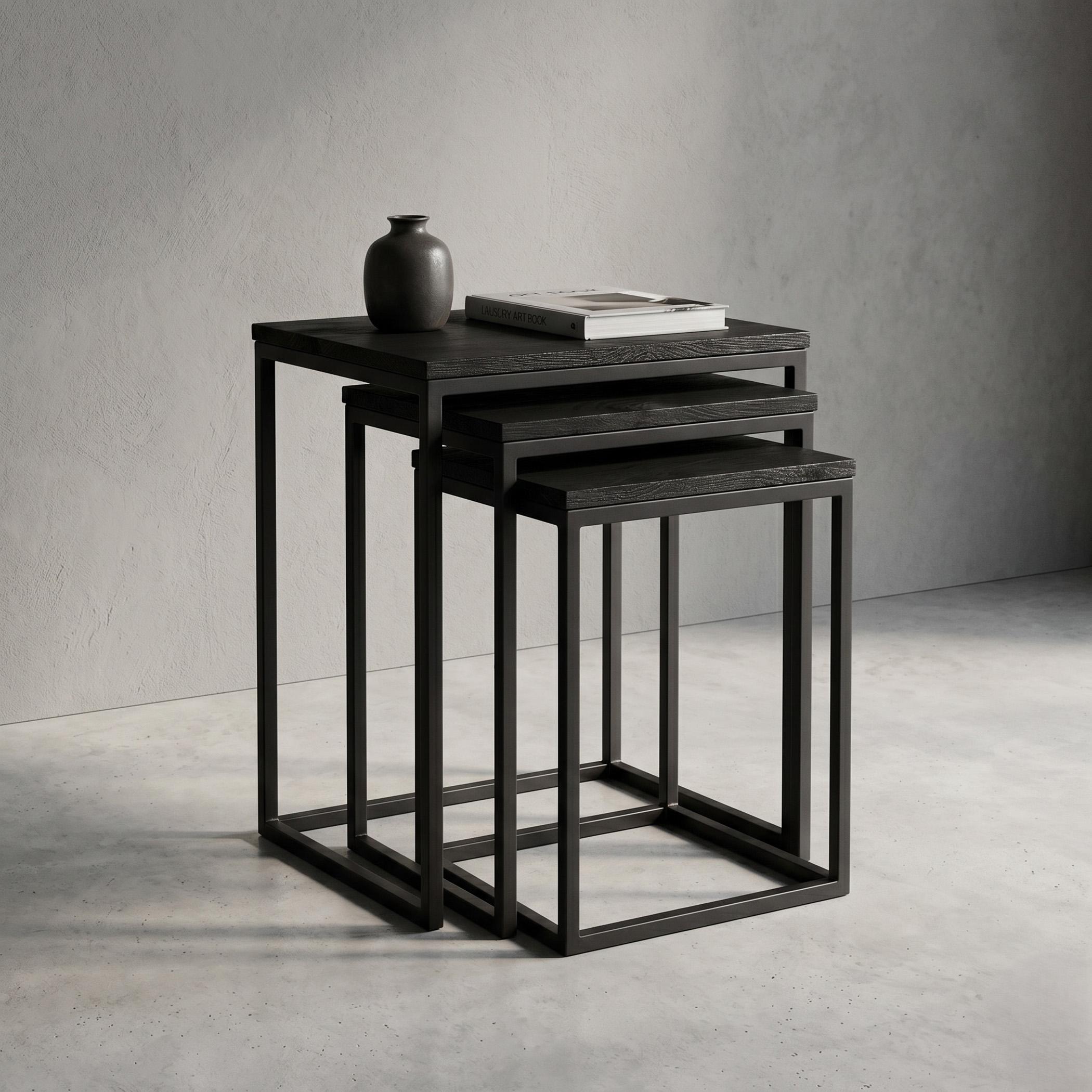 AVGT Wooden Top Nesting Tables - Set of 3