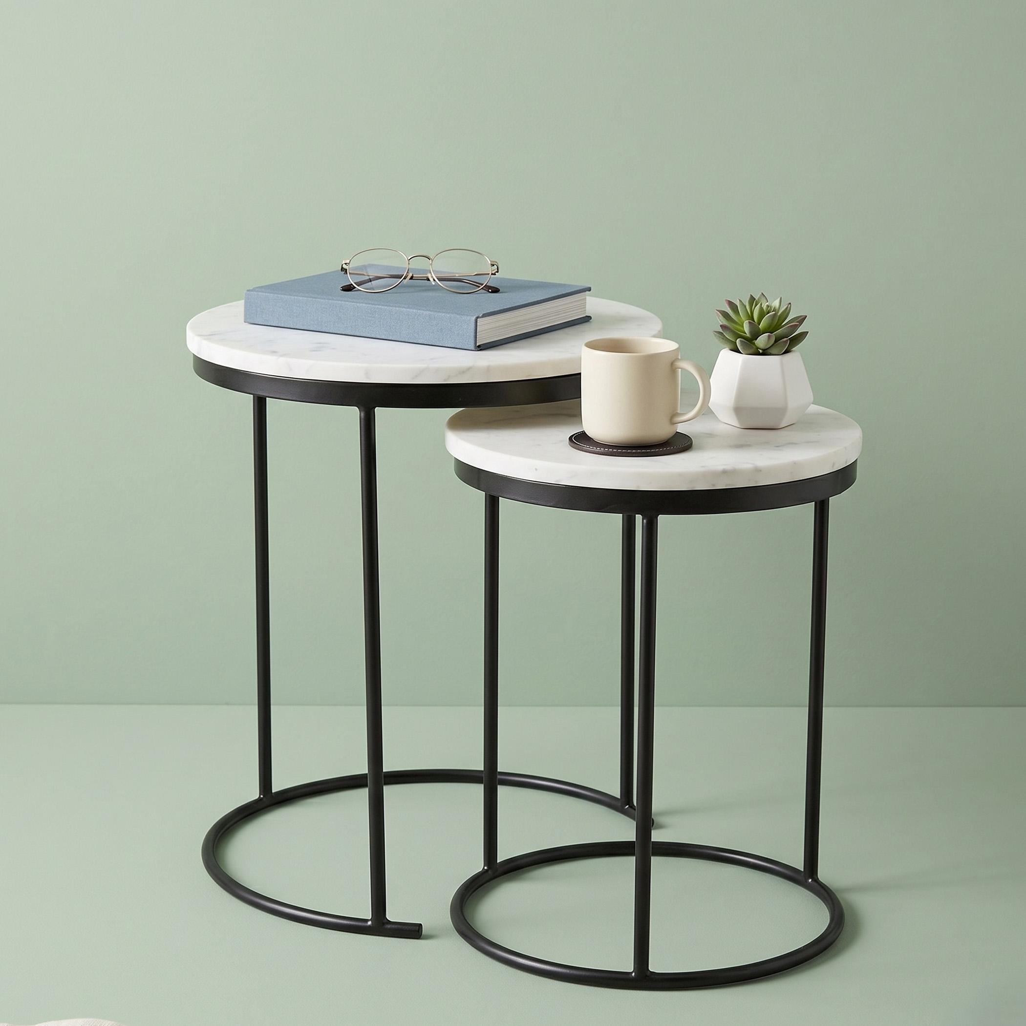 AVGT Mystic 2-Piece Marble Top Side Table Set