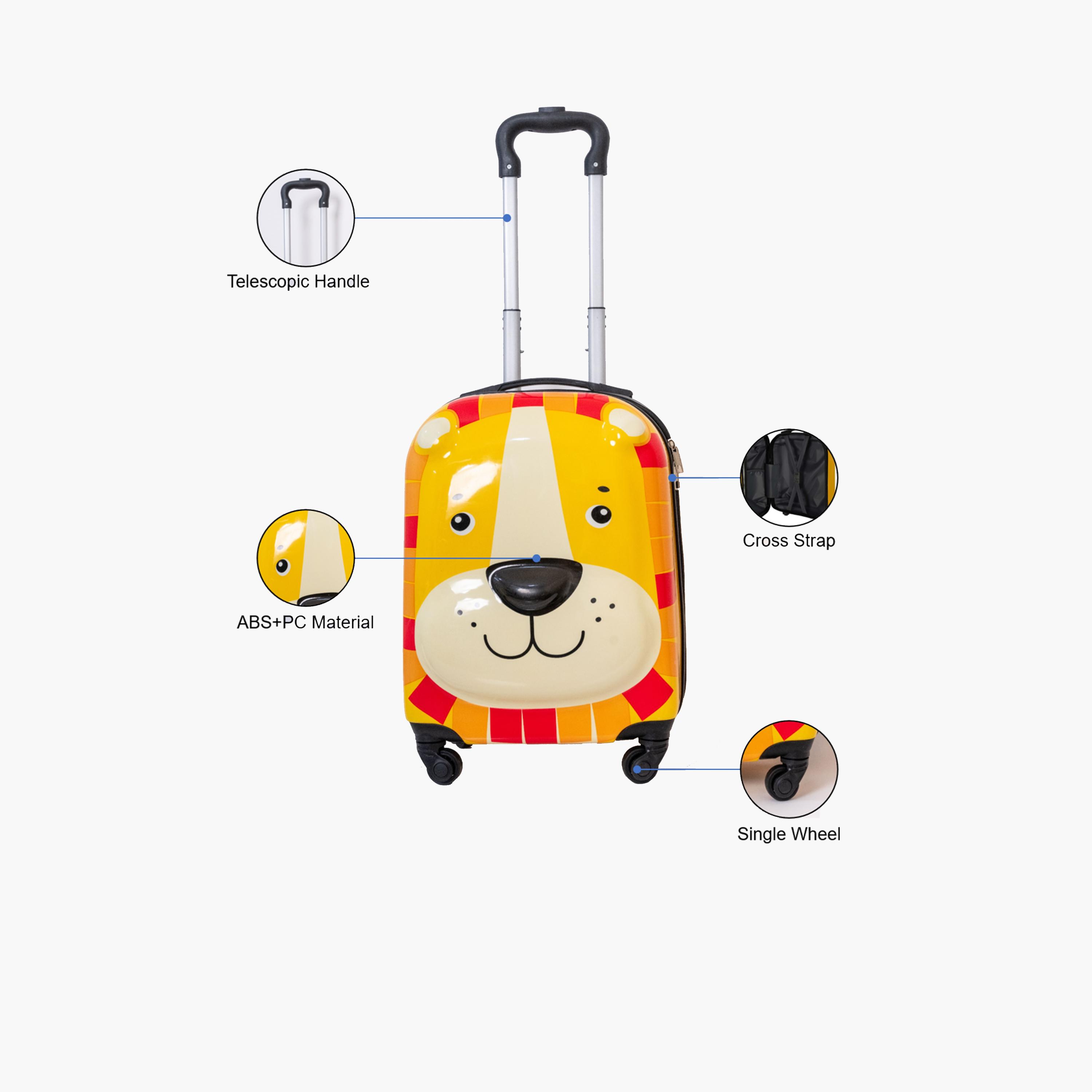 Zoo Lion Hard-Sided Polycarbonate Kids Trolley Bag-16 Inches-travel-kidstrolleyandbags-image-2