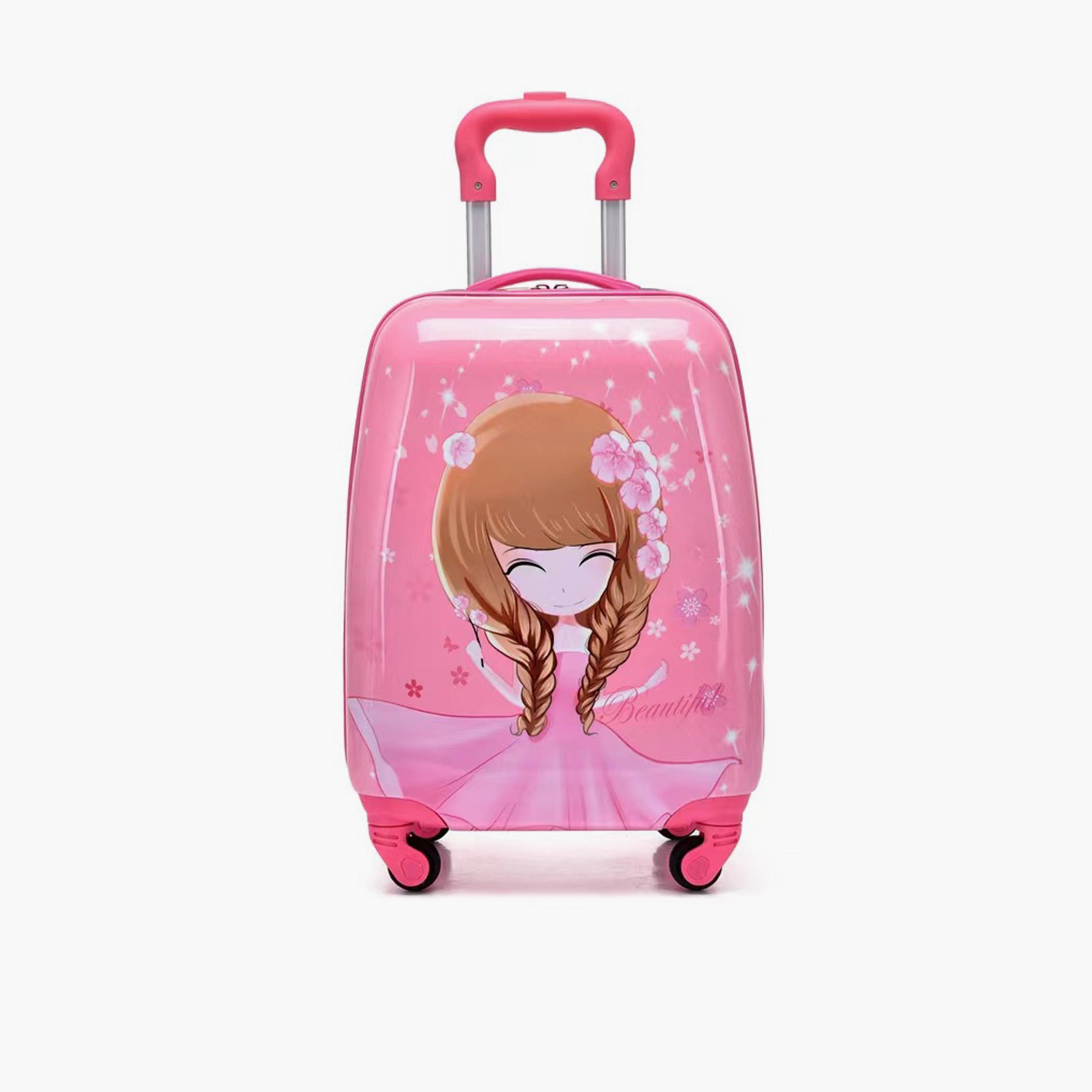 Princess Character Hard-Sided Polycarbonate Kids Trolley Bag-16 Inches| Pink-travel-kidstrolleyandbags-image-1