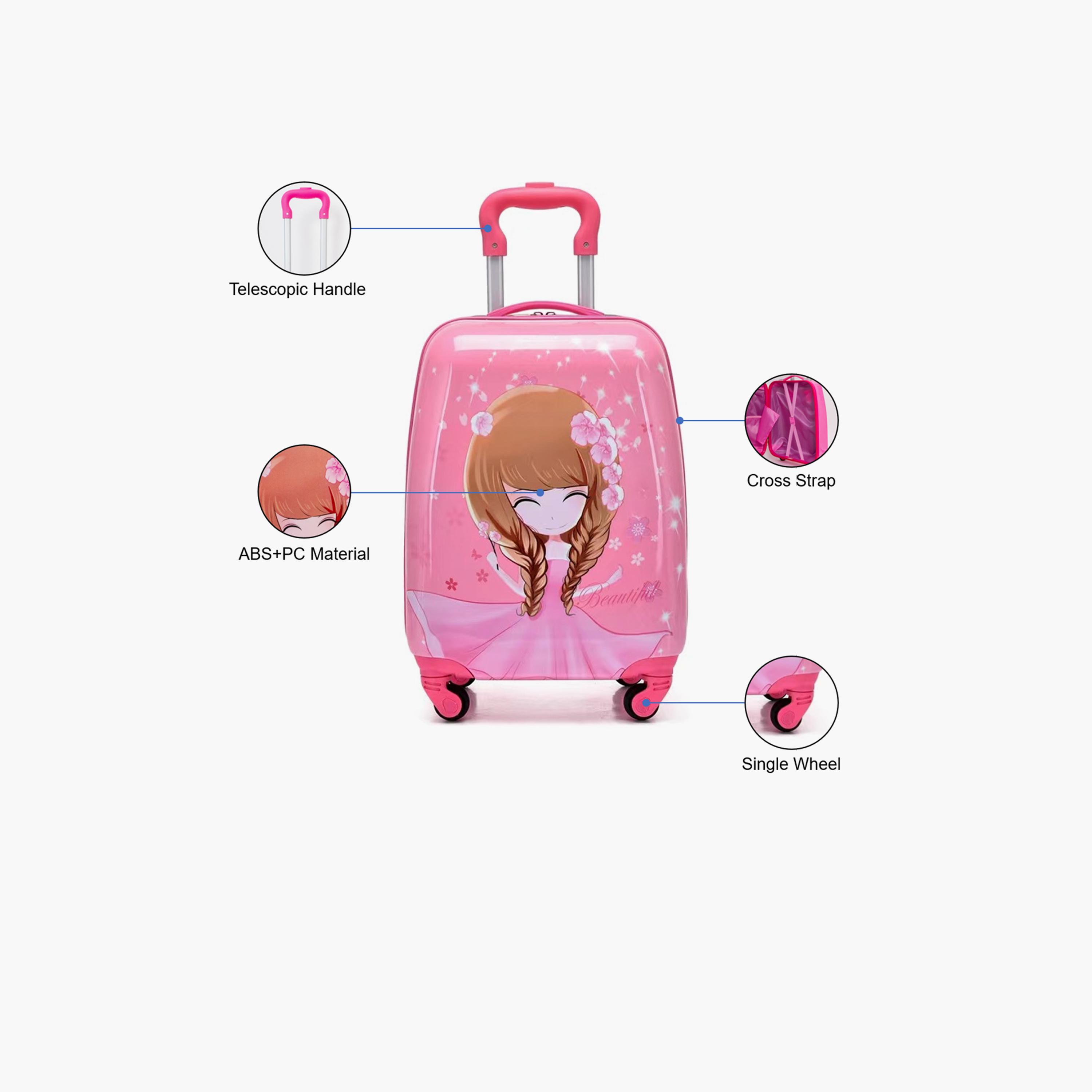 Princess Character Hard-Sided Polycarbonate Kids Trolley Bag-16 Inches| Pink-travel-kidstrolleyandbags-image-2
