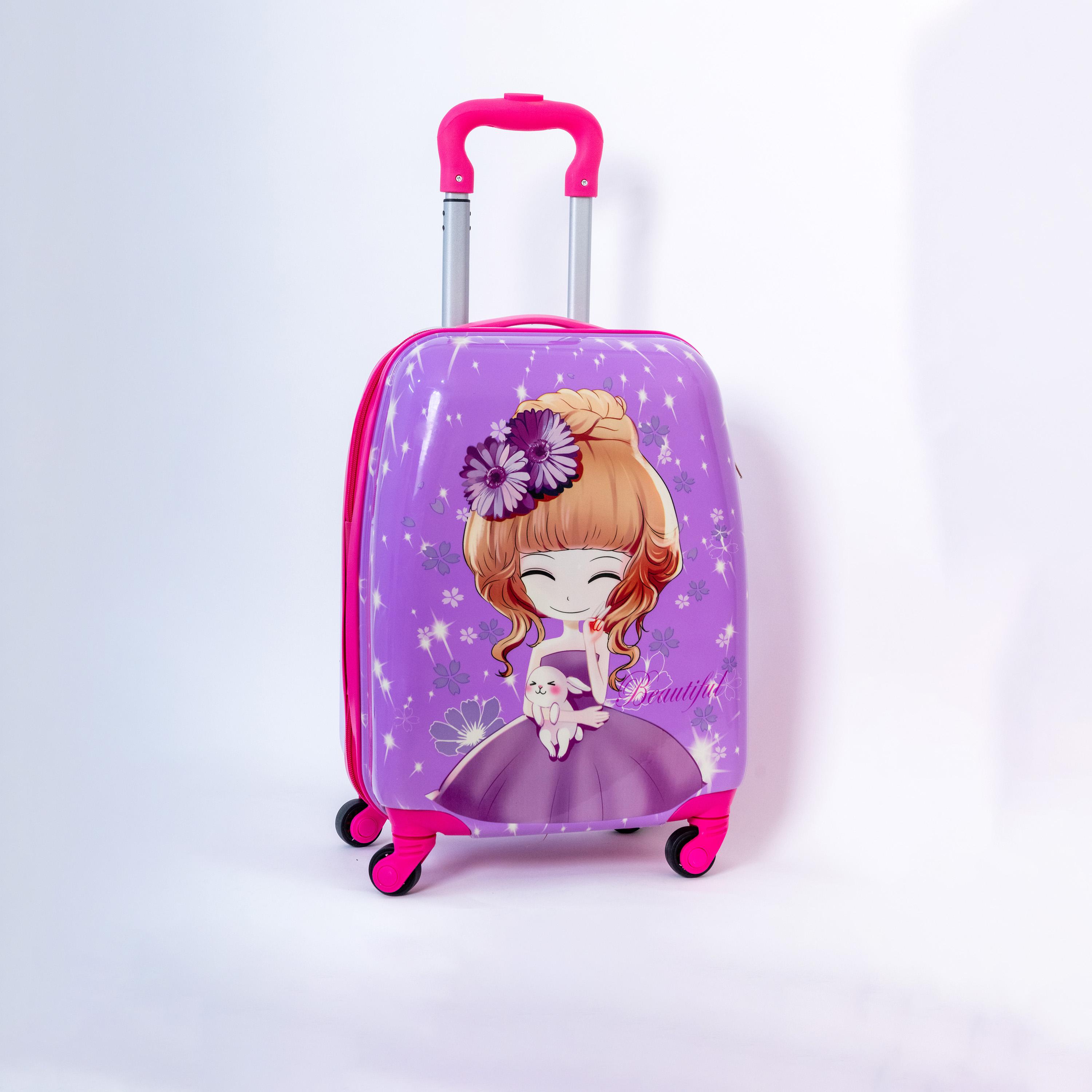 Princess Character Hard-Sided Polycarbonate Kids Trolley Bag-16 Inches | Purple-travel-kidstrolleyandbags-image-1