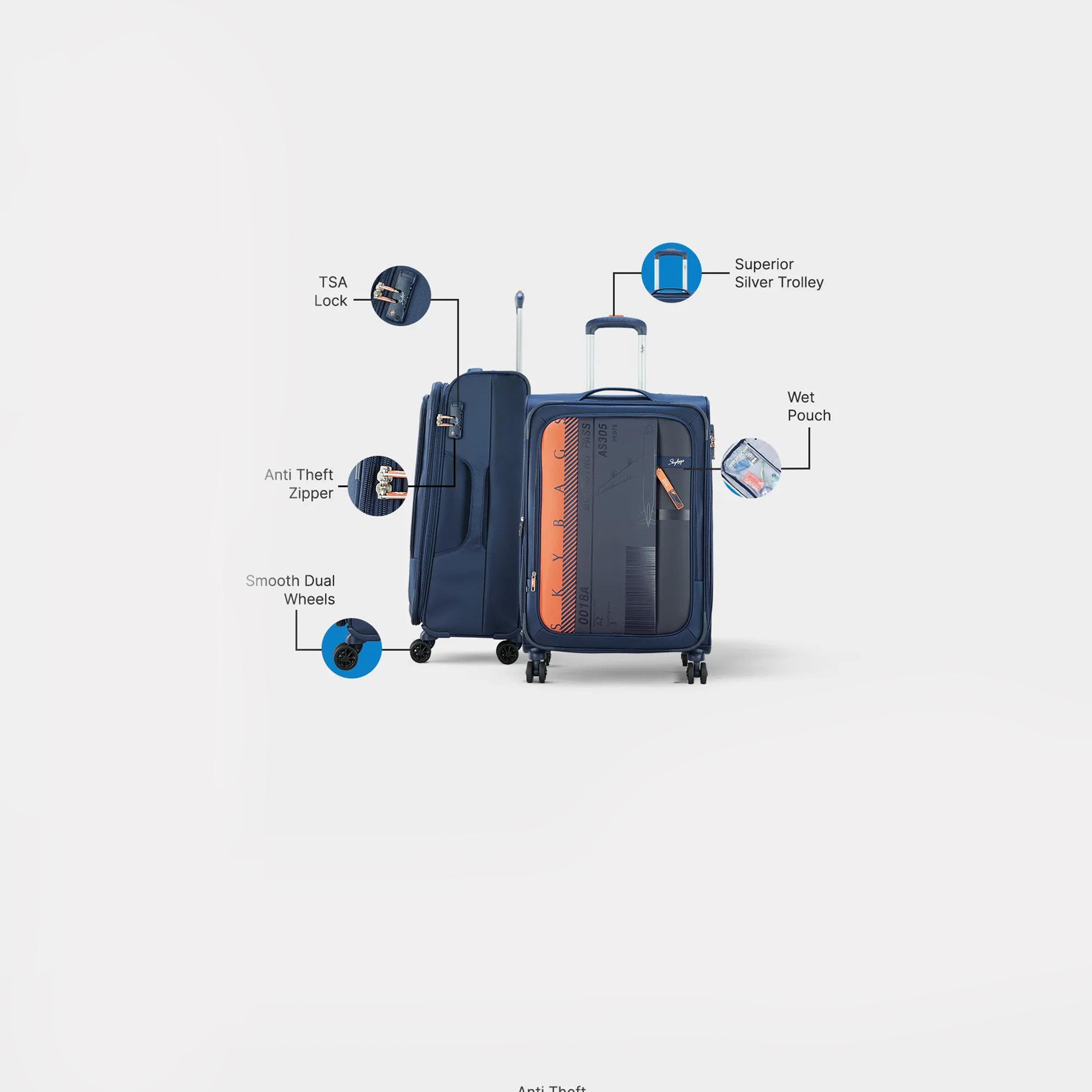 Skybags Set Of 3 Polyester Softcase 4-Wheeler Spinner Trolley Bag with TSA Lock-travel-luggagesandbags-luggage-image-2
