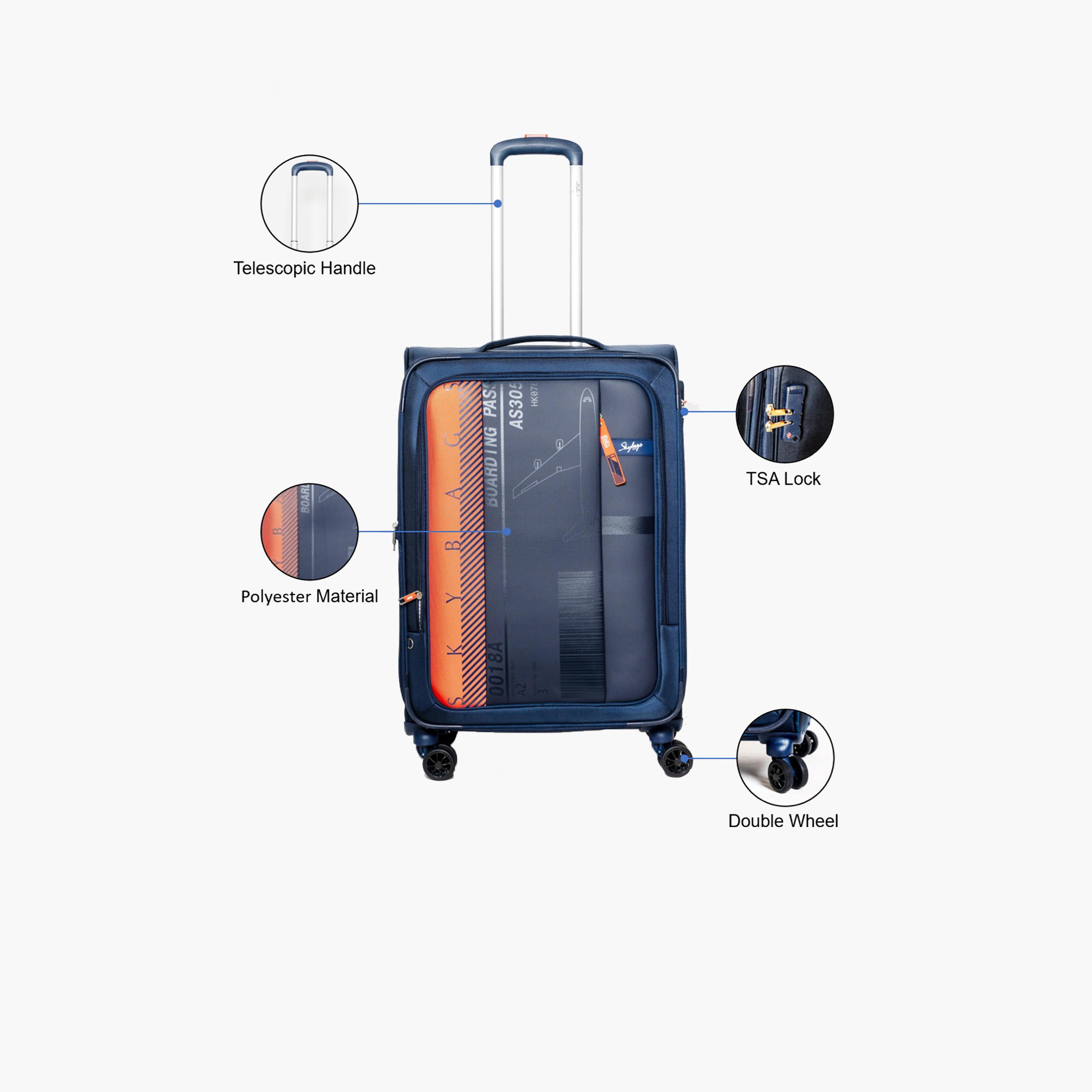 Skybags 61 CM Medium Check-In Polyester Softcase 4-Wheeler Spinner Trolley Bag with TSA Lock-travel-luggagesandbags-luggage-image-2