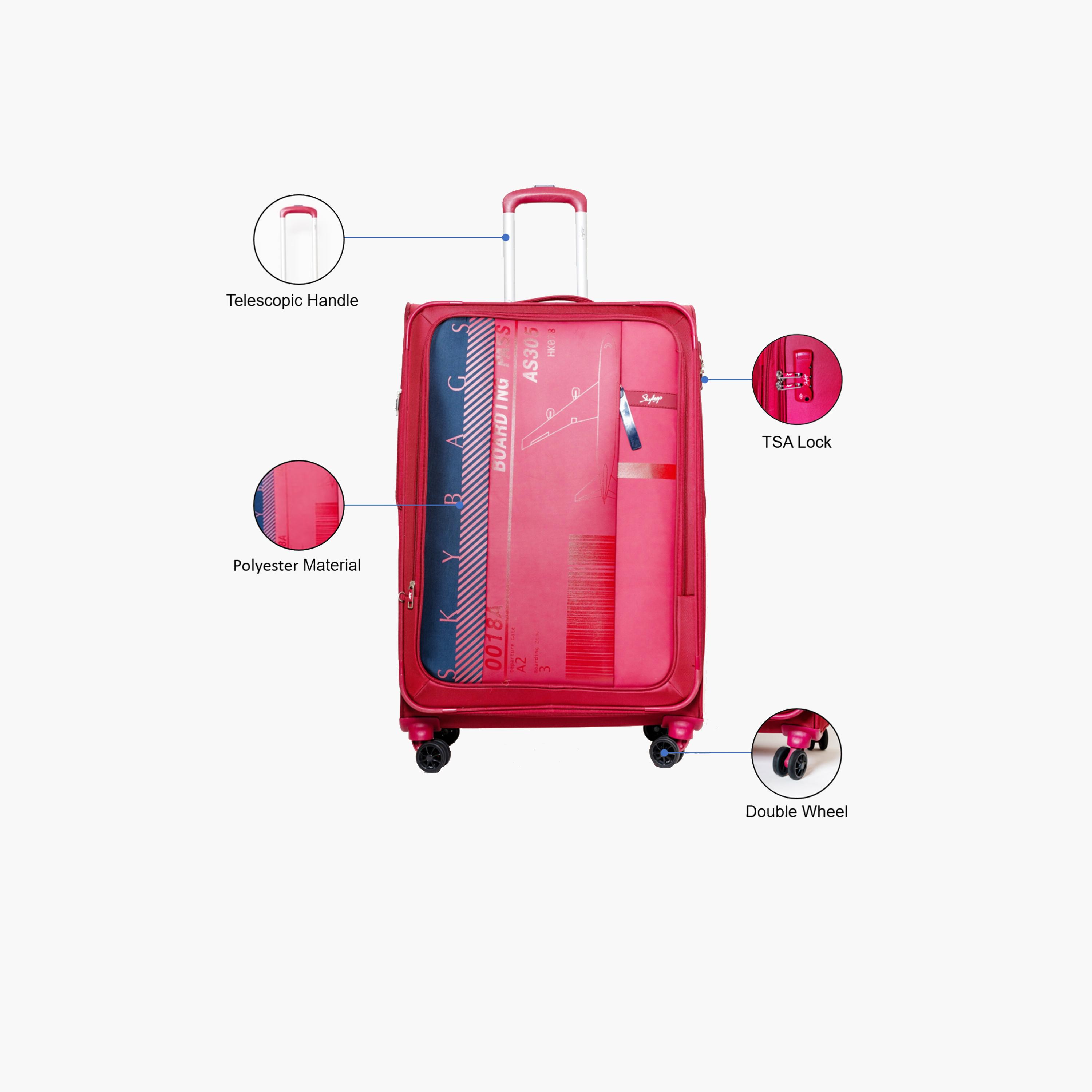 Skybags 71 CM Large Check-In Polyester Softcase 4-Wheeler Spinner Trolley Bag with TSA Lock-travel-luggagesandbags-luggage-image-2