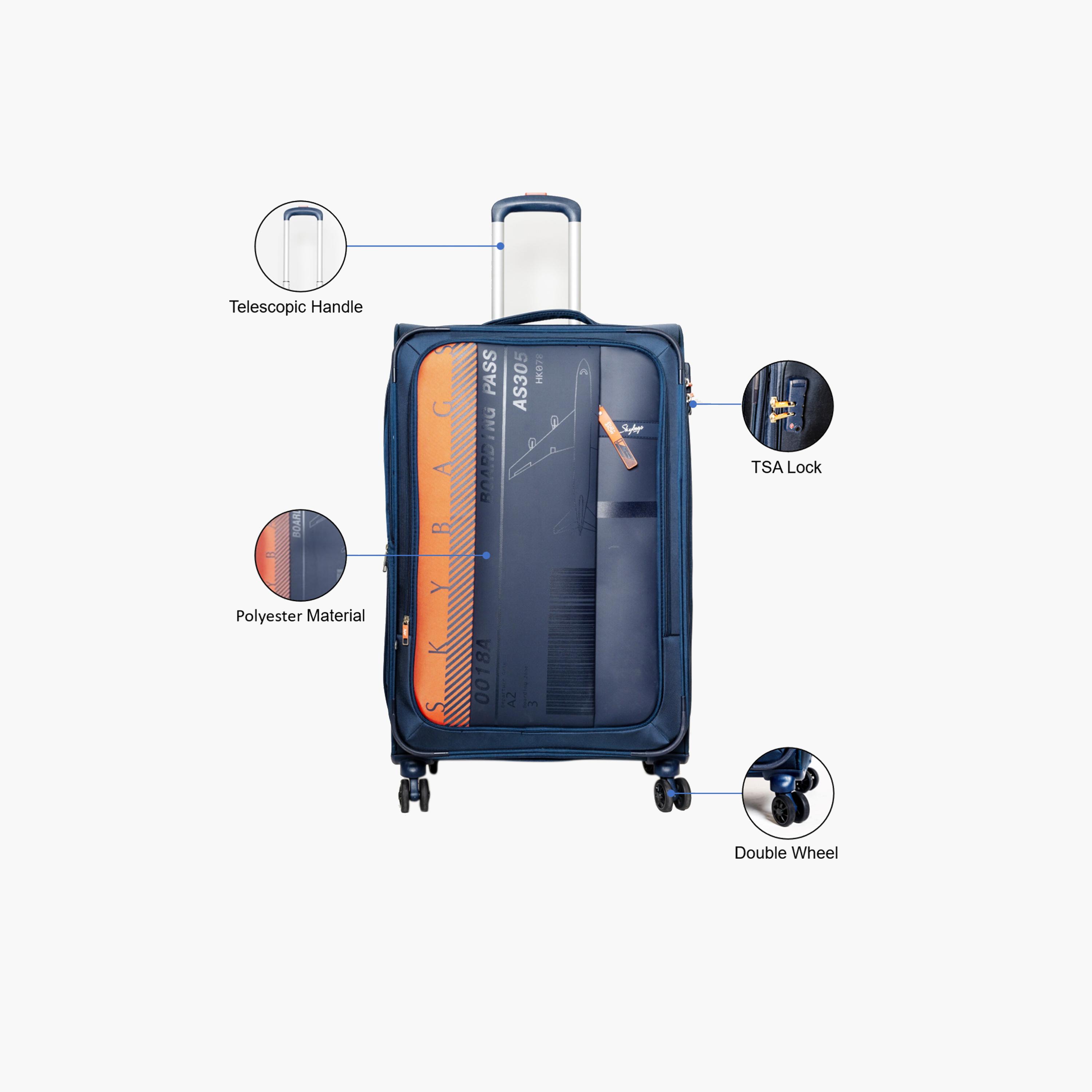 Skybags 71 CM Large Check-In Polyester Softcase 4-Wheeler Spinner Trolley Bag with TSA Lock-travel-luggagesandbags-luggage-image-2