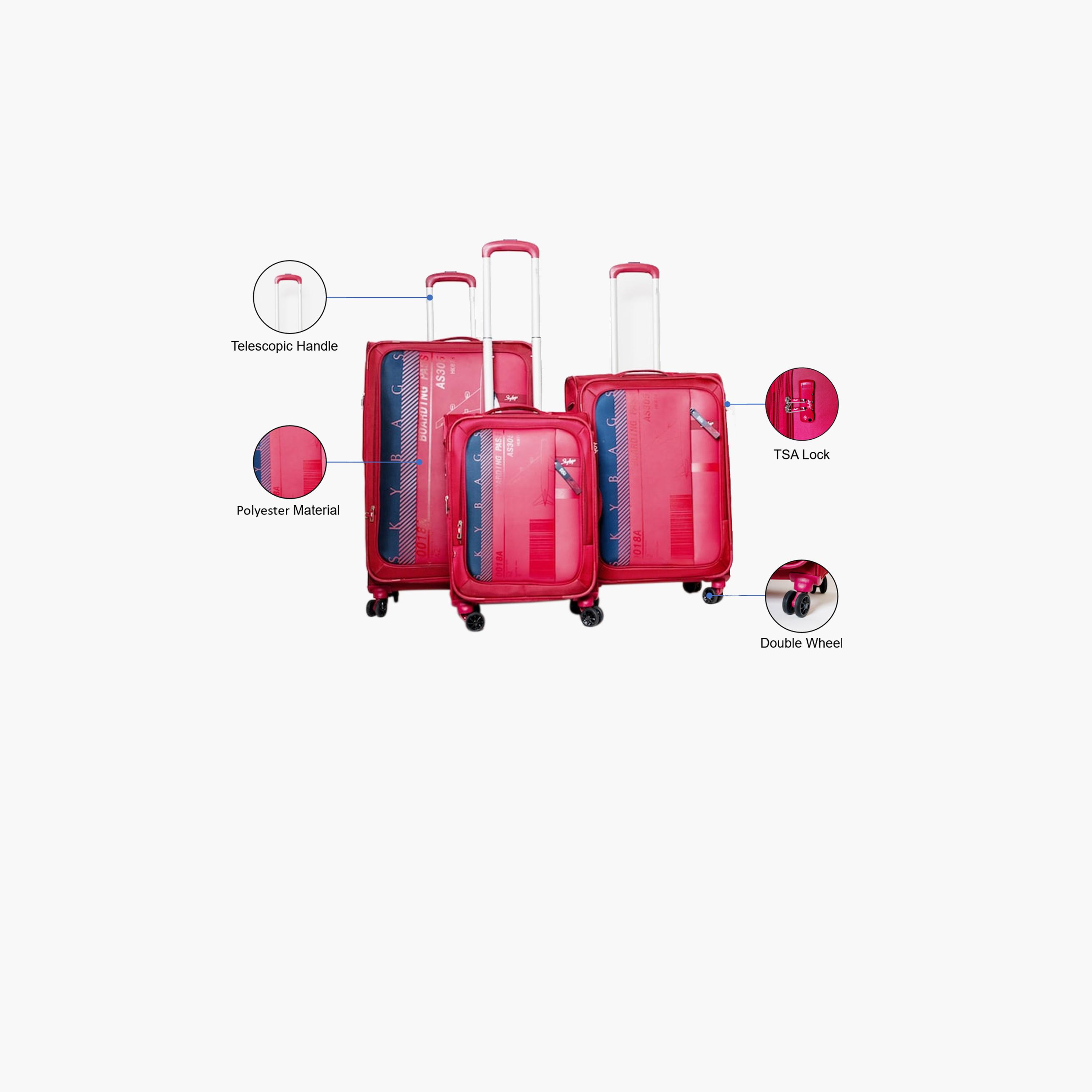 Skybags Set Of 3 Polyester Softcase 4-Wheeler Spinner Trolley Bag with TSA Lock-travel-luggagesandbags-luggage-image-2