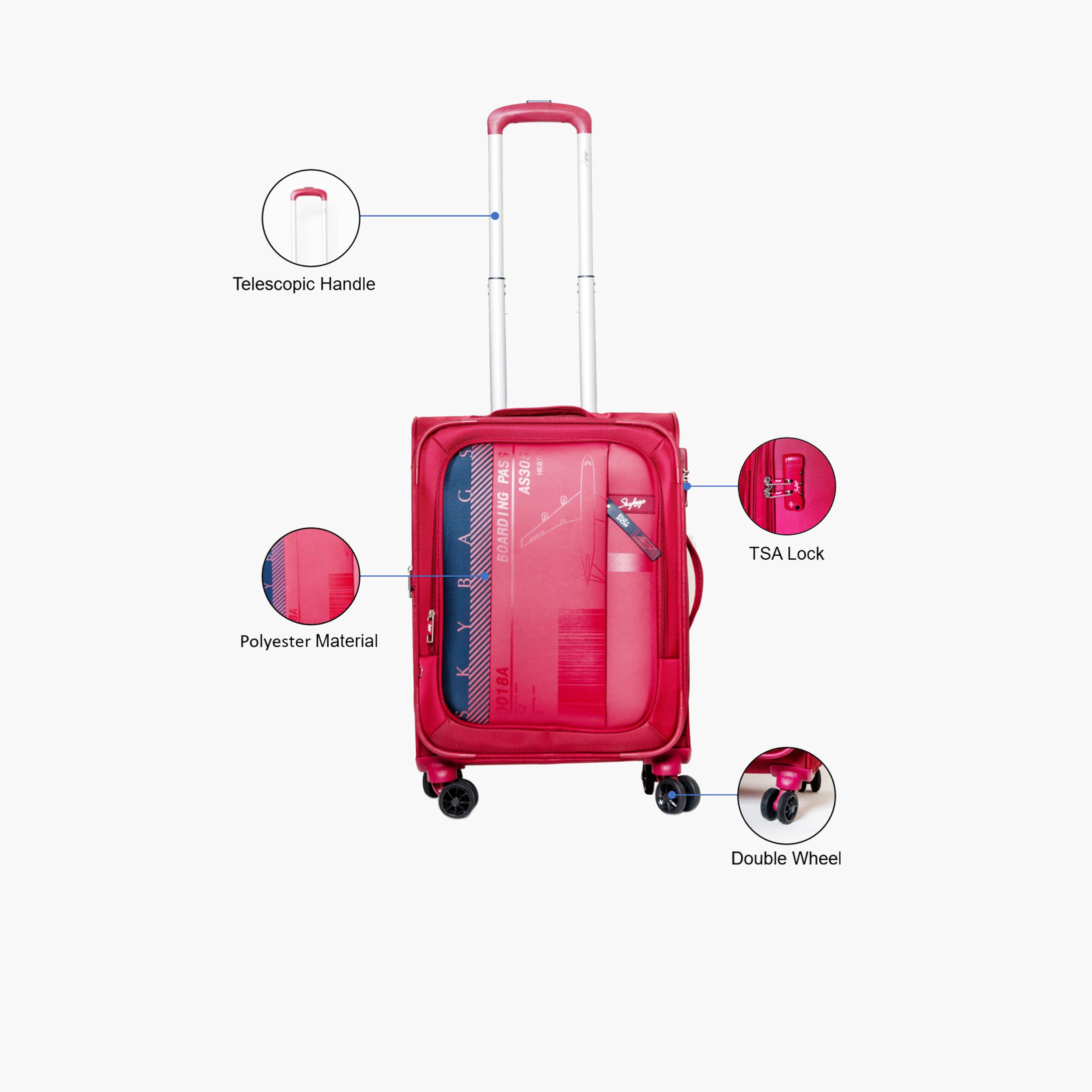 Skybags 51 CM Small Cabin Polyester Softcase 4-Wheeler Spinner Trolley Bag with TSA Lock-travel-luggagesandbags-luggage-image-2