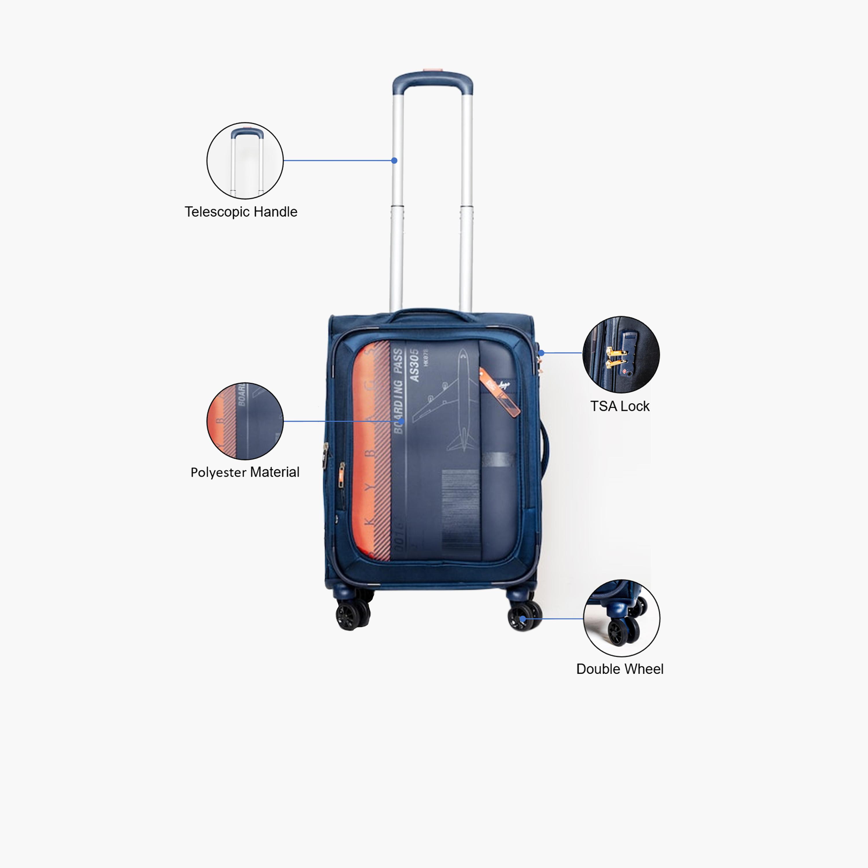 سكاي باغز- شنطة سفر صغيرة مقاس 51 سم  من البوليستر الناعم بأربع عجلات دوارة وقفل TSA-travel-luggagesandbags-luggage-image-2