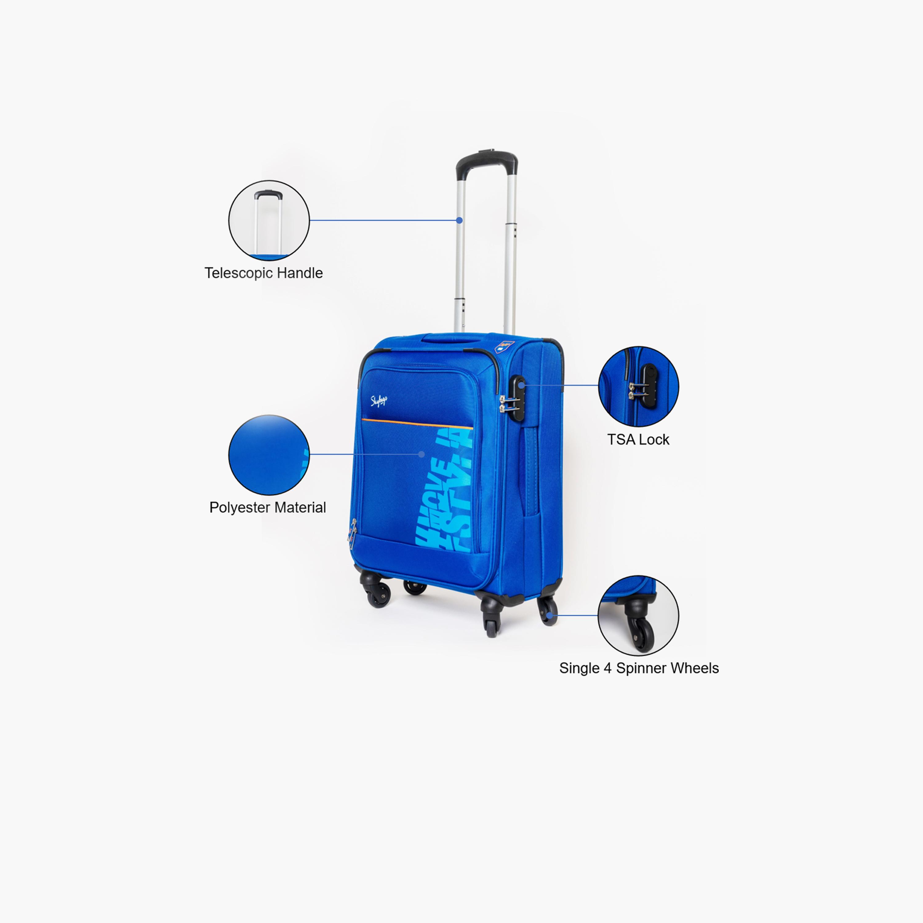 Skybags 51 CM Small Cabin Polyester Softcase 4-Wheeler Spinner Trolley Bag with Combination Lock-travel-luggagesandbags-luggage-image-2