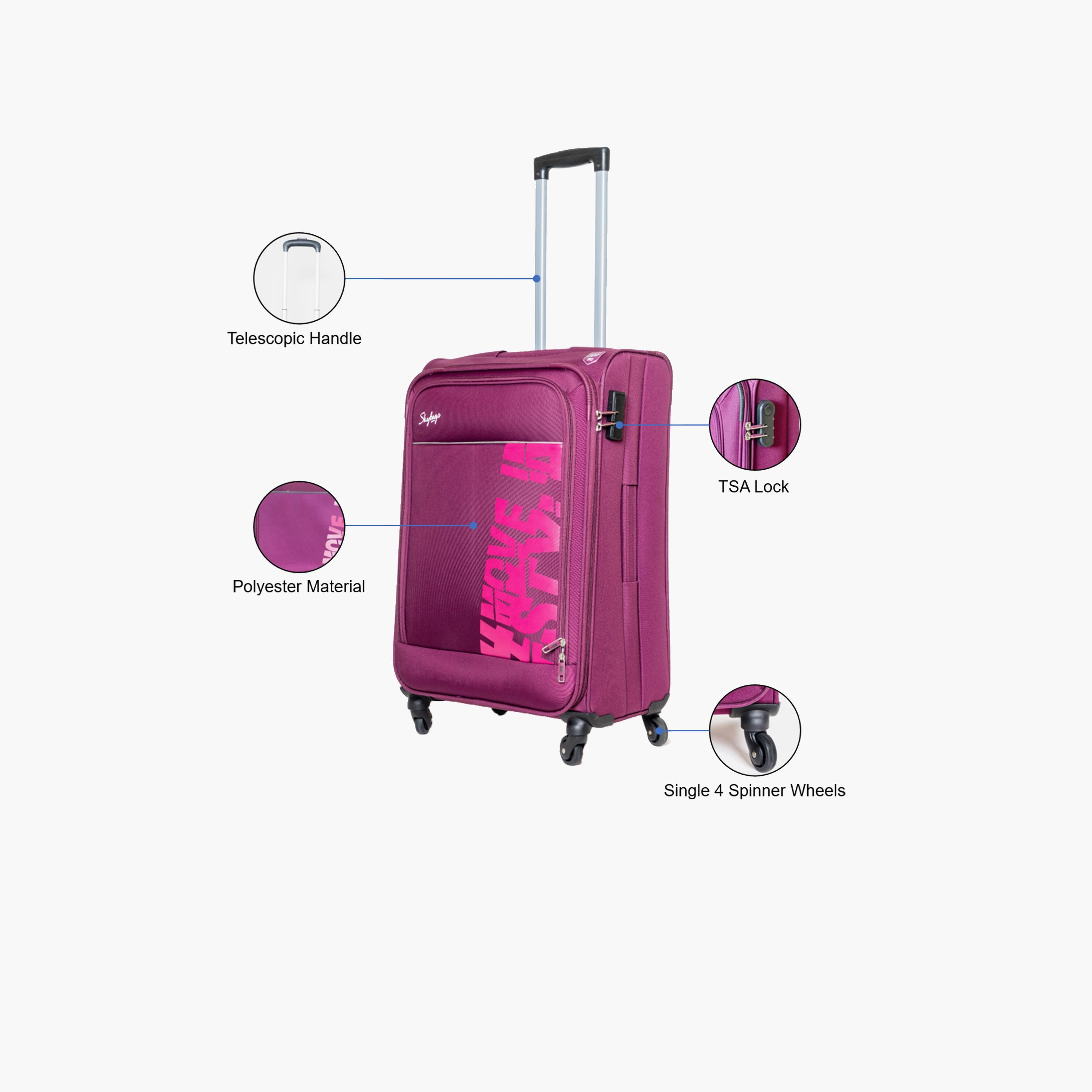 Skybags 61 CM Medium Check-In Polyester Softcase 4-Wheeler Spinner Trolley Bag with Combination Lock-travel-luggagesandbags-luggage-image-2