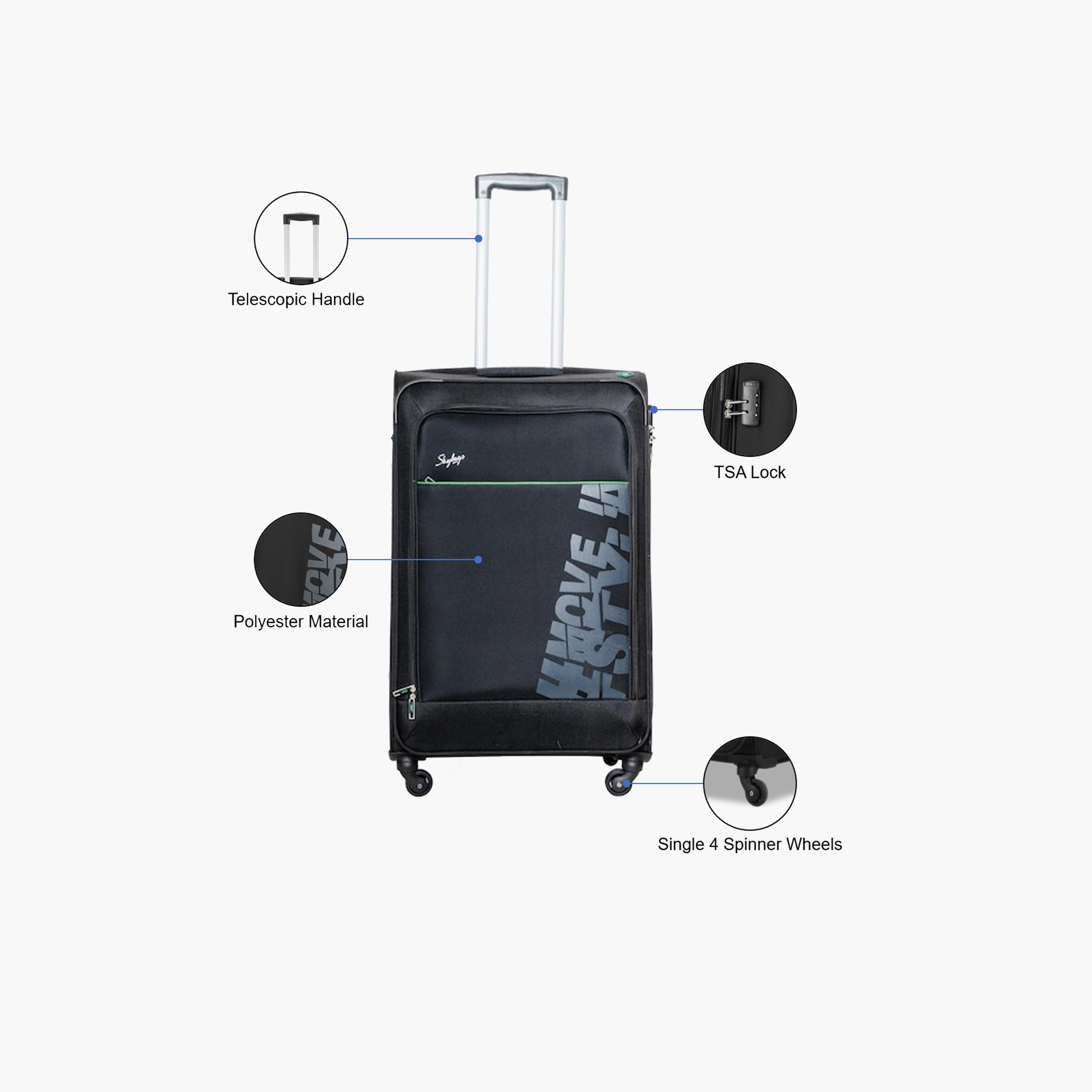 Skybags 71 CM Large Check-In Polyester Softcase 4-Wheeler Spinner Trolley Bag with Combination Lock-travel-luggagesandbags-luggage-image-2