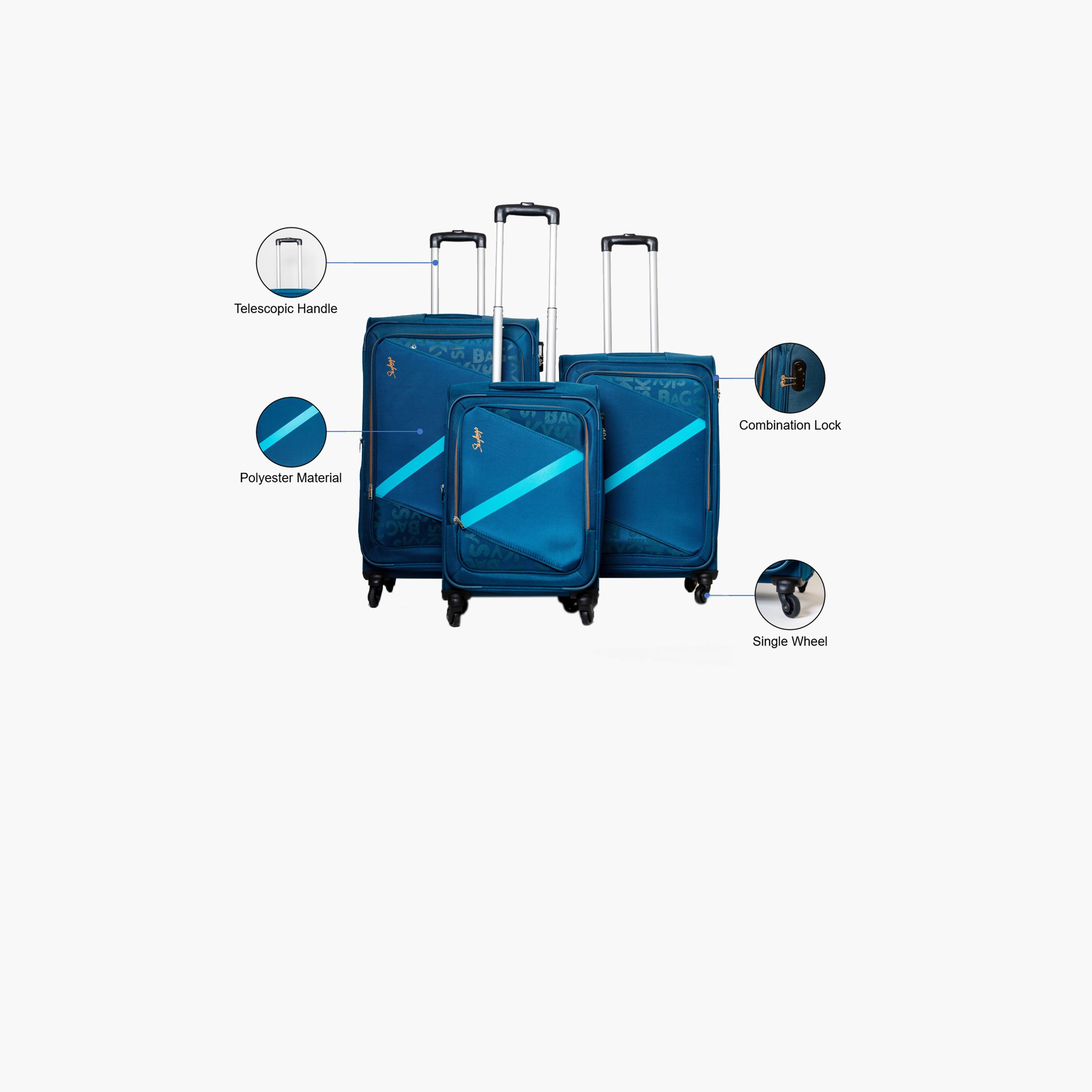 Skybags Set Of 3 Polyester Softcase 4-Wheeler Spinner Trolley Bag with Combination Lock-travel-luggagesandbags-luggage-image-3