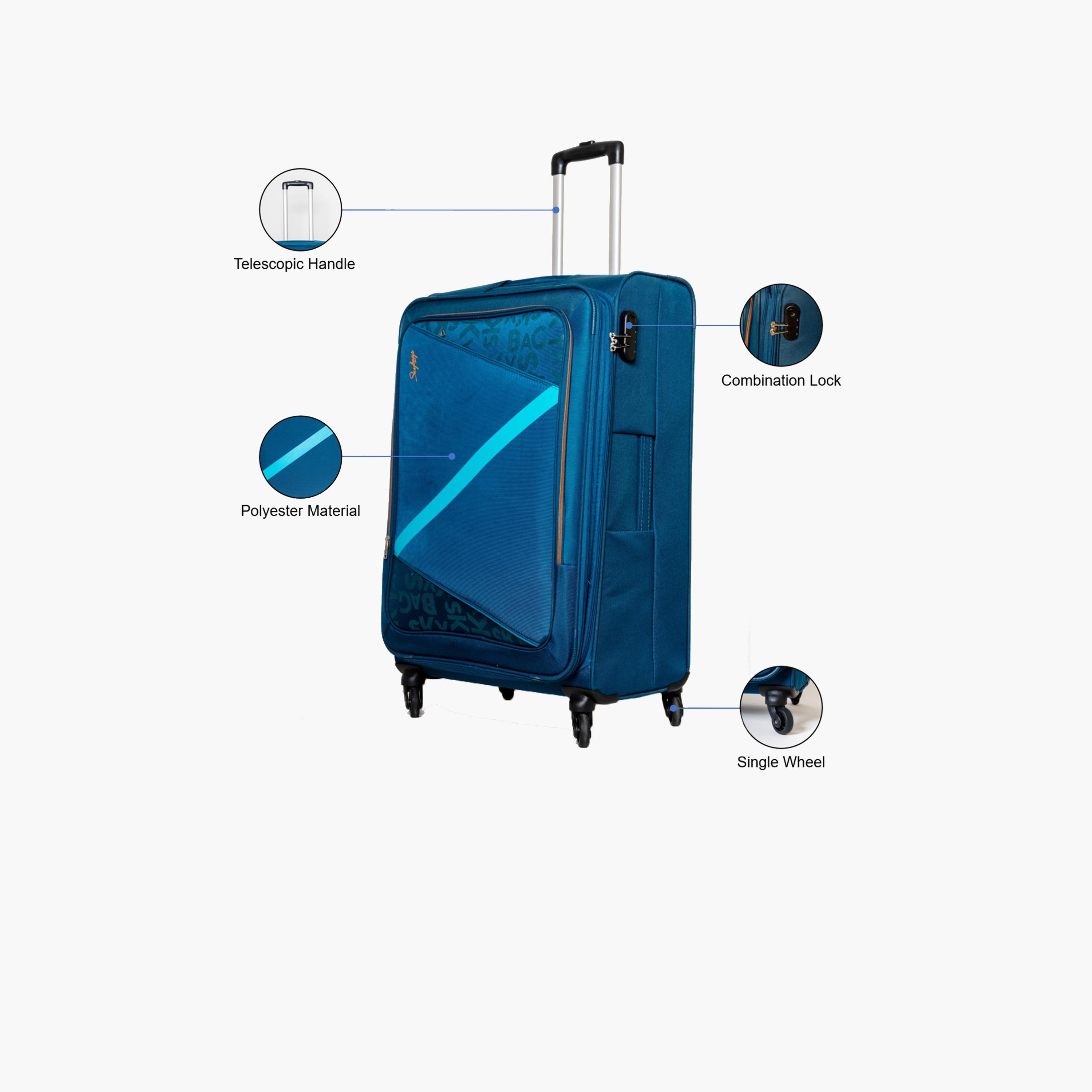 Skybags 71 CM Large Check-In Polyester Softcase 4-Wheeler Spinner Trolley Bag with Combination Lock-travel-luggagesandbags-luggage-image-2