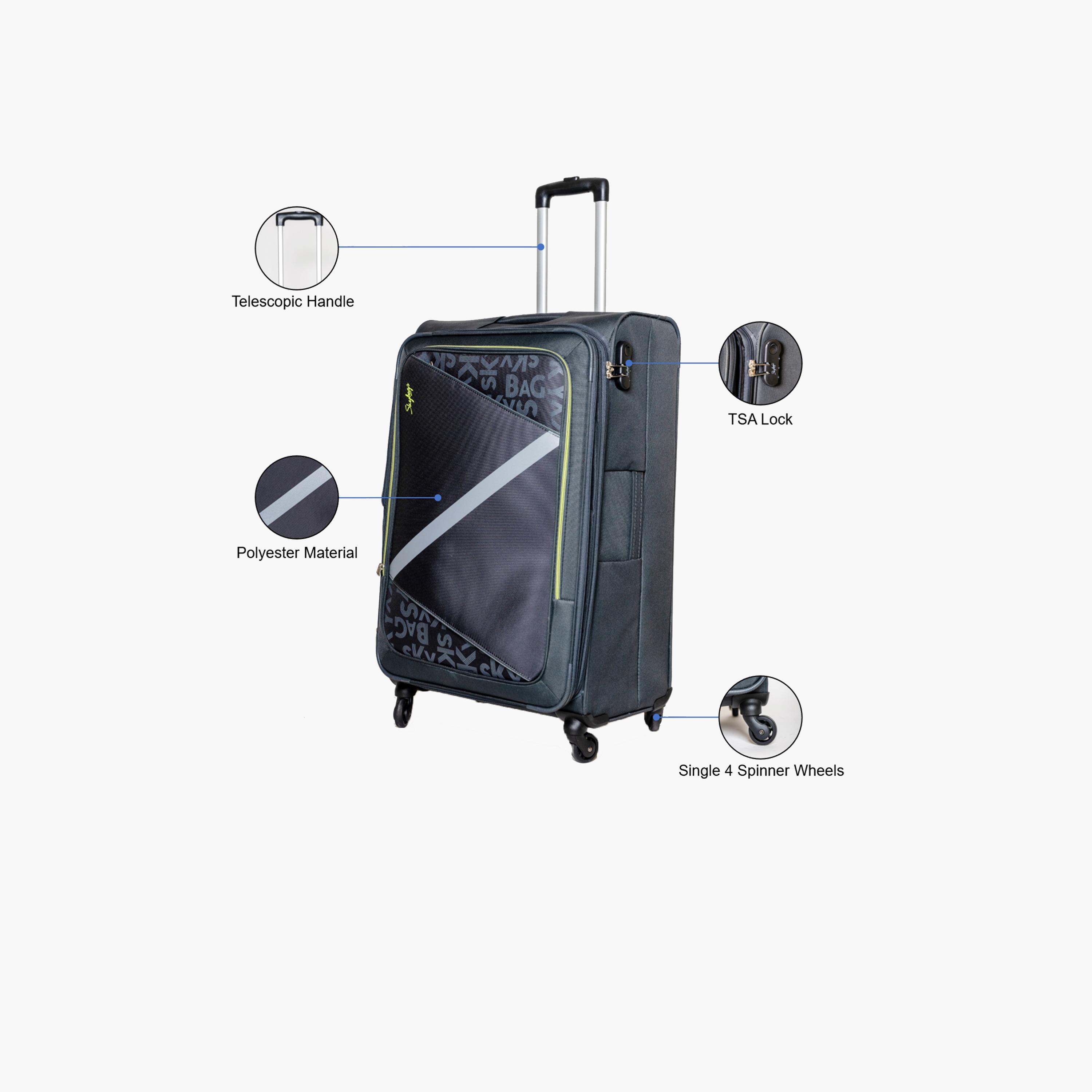 Skybags 71 CM Large Check-In Polyester Softcase 4-Wheeler Spinner Trolley Bag with Combination Lock-travel-luggagesandbags-luggage-image-2