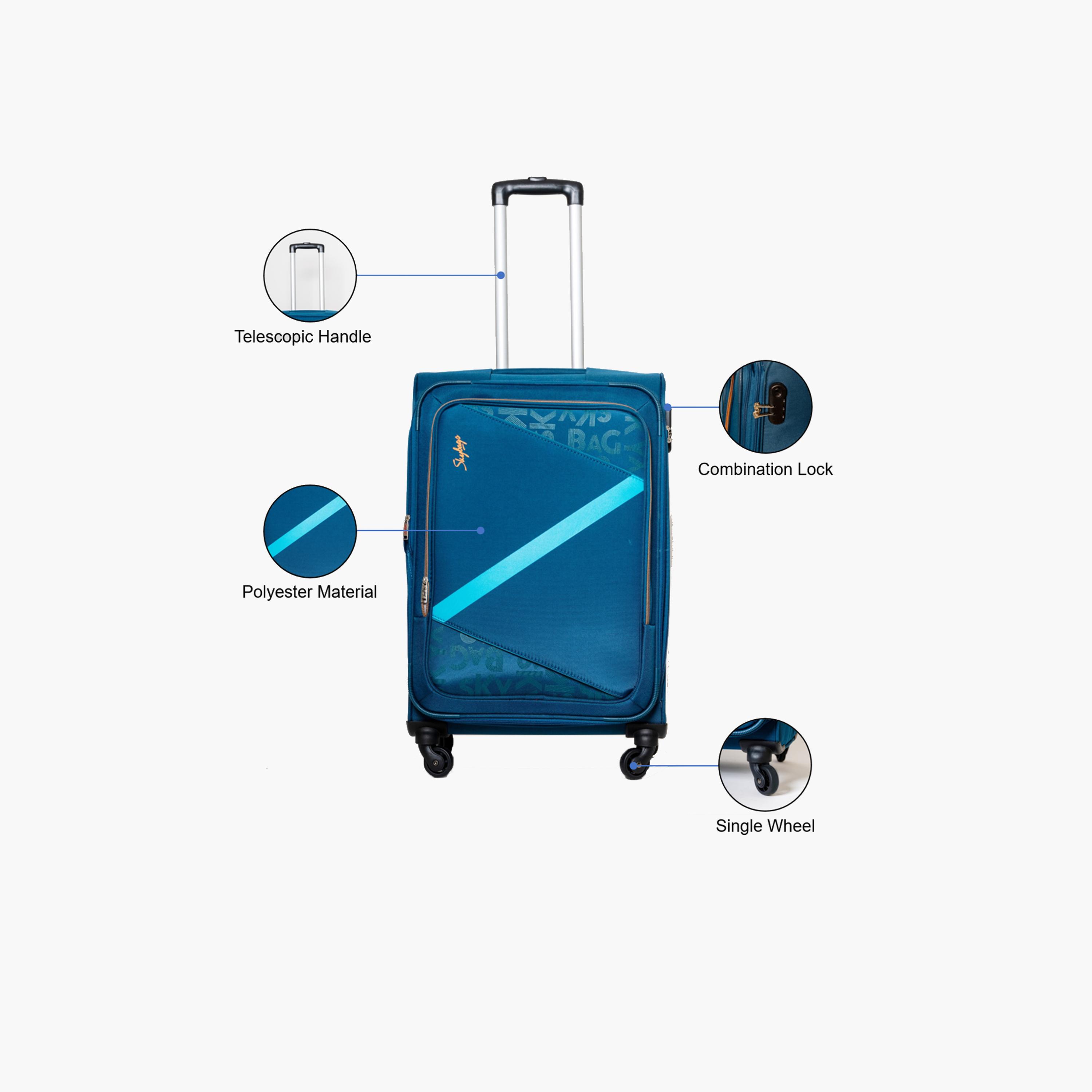 Skybags 61 CM Medium Check-In Polyester Softcase 4-Wheeler Spinner Trolley Bag with Combination Lock-travel-luggagesandbags-luggage-image-2