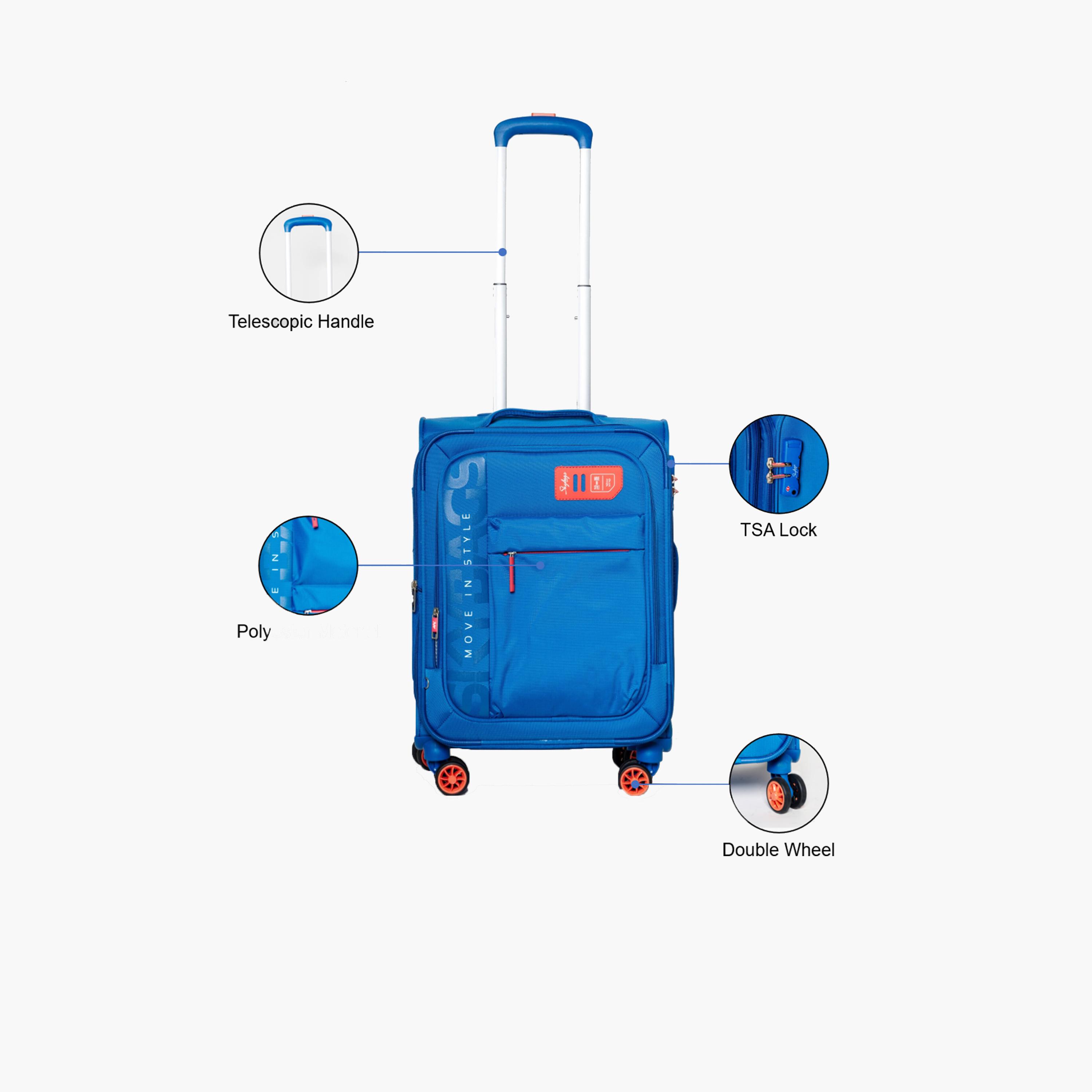 Skybags 51 CM Small Cabin Polyester Softcase 4-Wheeler Spinner Trolley Bag with TSA Lock-travel-luggagesandbags-luggage-image-2