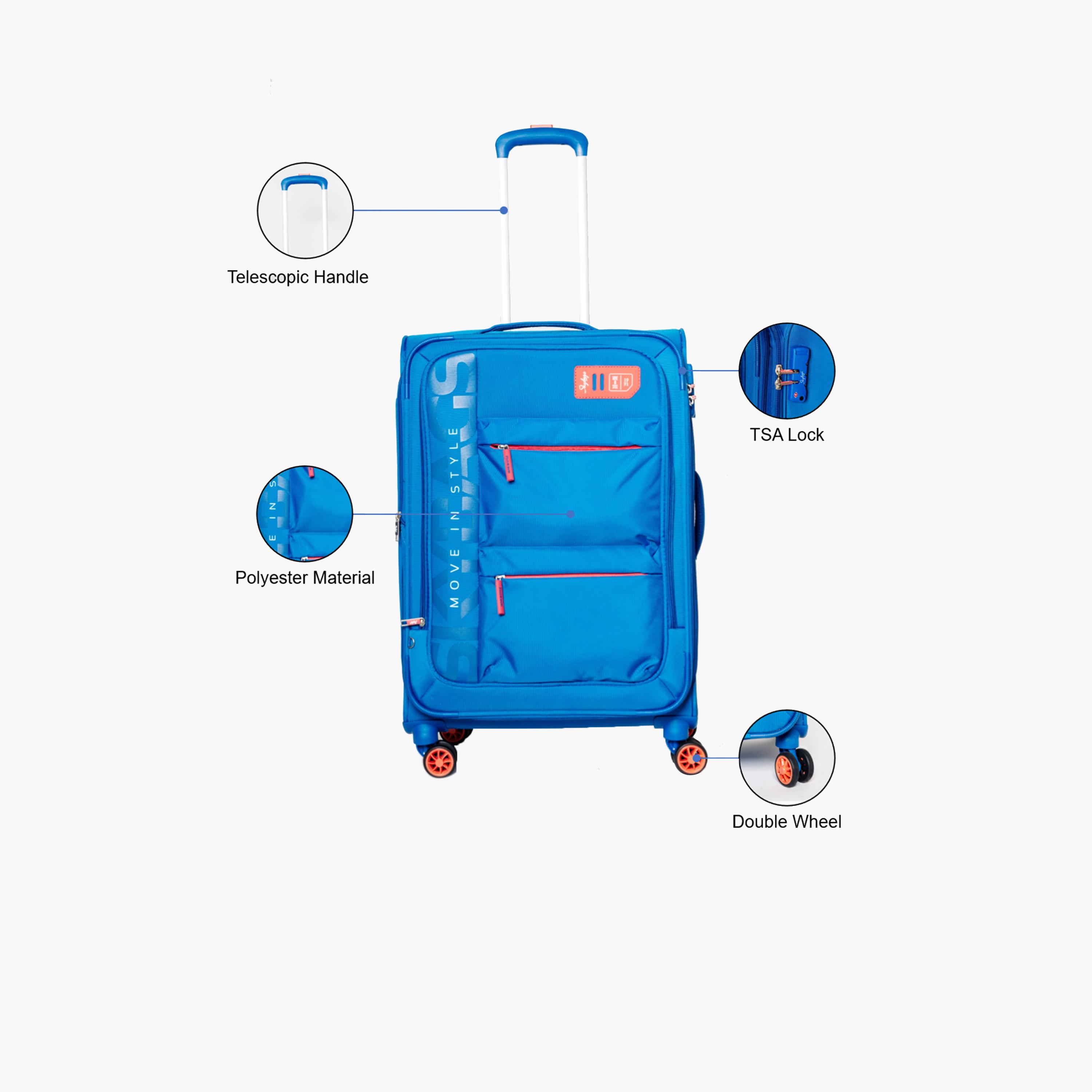 Skybags Set Of 3 Polyester Softcase 4-Wheeler Spinner Trolley Bag with Combination Lock-travel-luggagesandbags-luggage-image-2