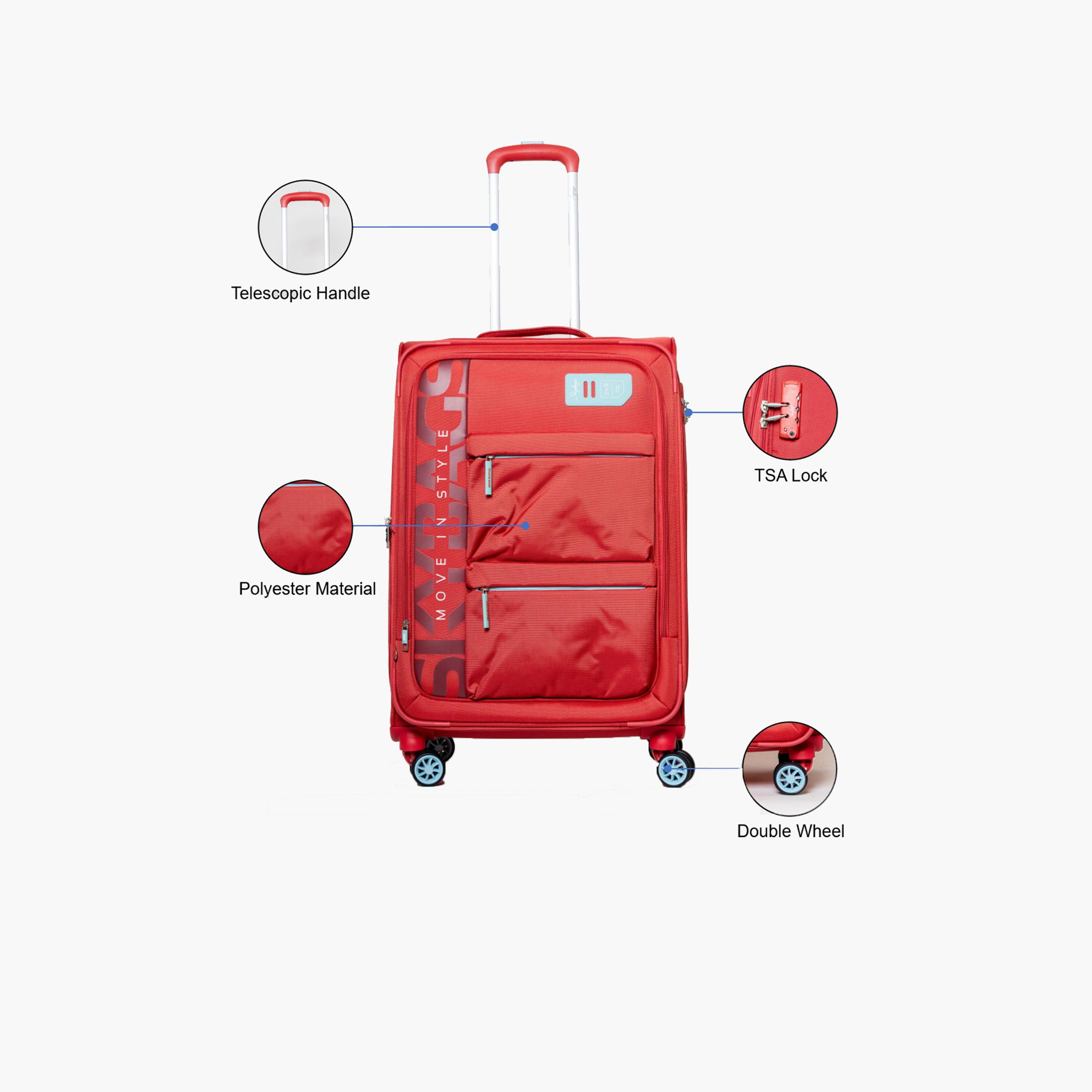 Skybags 61 CM Medium Check-In Polyester Softcase 4-Wheeler Spinner Trolley Bag with TSA Lock-travel-luggagesandbags-luggage-image-2