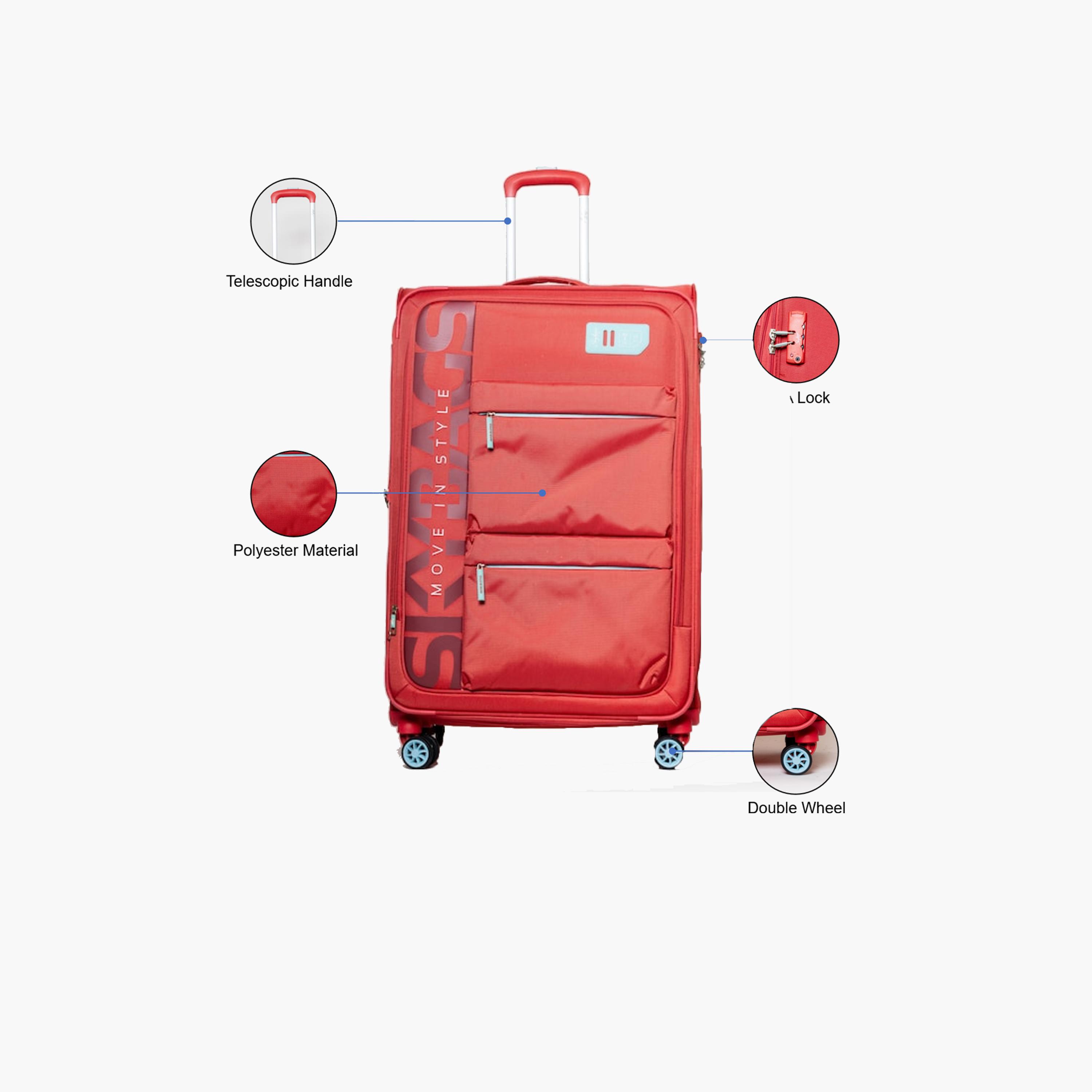 Skybags 71 CM Large Check-In Polyester Softcase 4-Wheeler Spinner Trolley Bag with TSA Lock-travel-luggagesandbags-luggage-image-2
