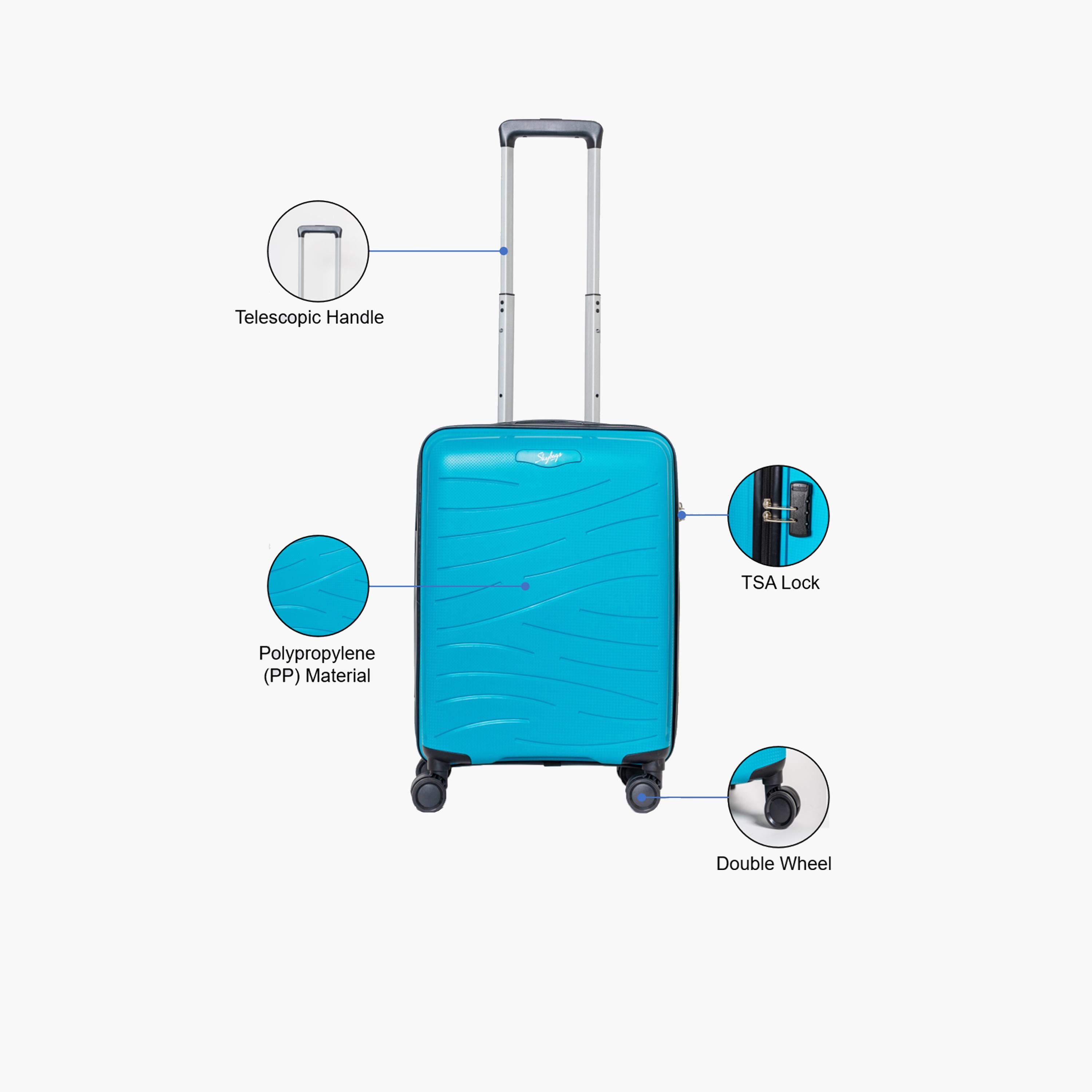 Skybags 51 CM Small Cabin Polypropylene Hardcase 4-Wheeler Spinner Trolley Bag with TSA Lock-travel-luggagesandbags-luggage-image-2
