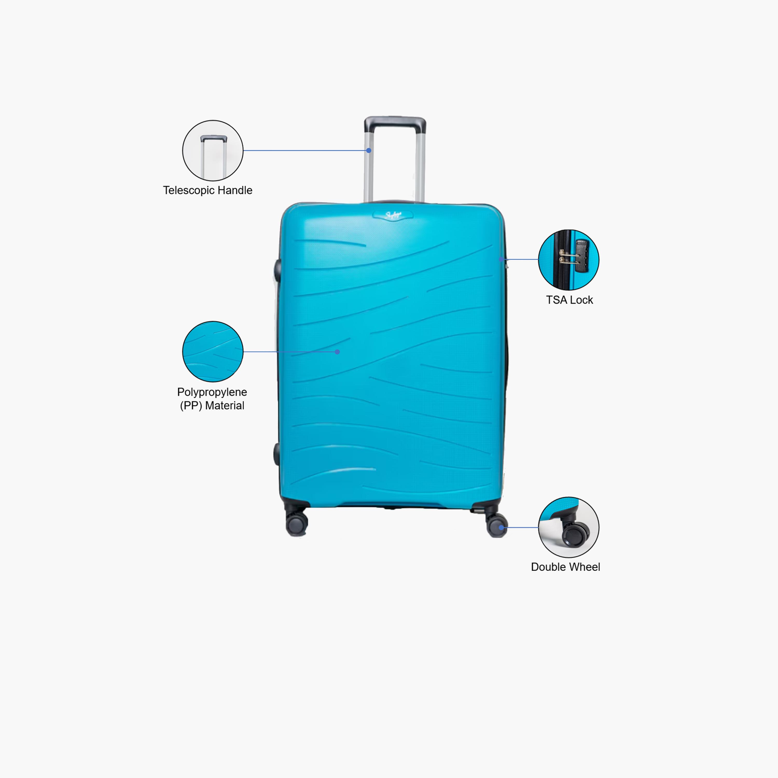 Skybags 71 CM Large Check-In Polypropylene Hardcase 4-Wheeler Spinner Trolley Bag with TSA Lock-travel-luggagesandbags-luggage-image-2