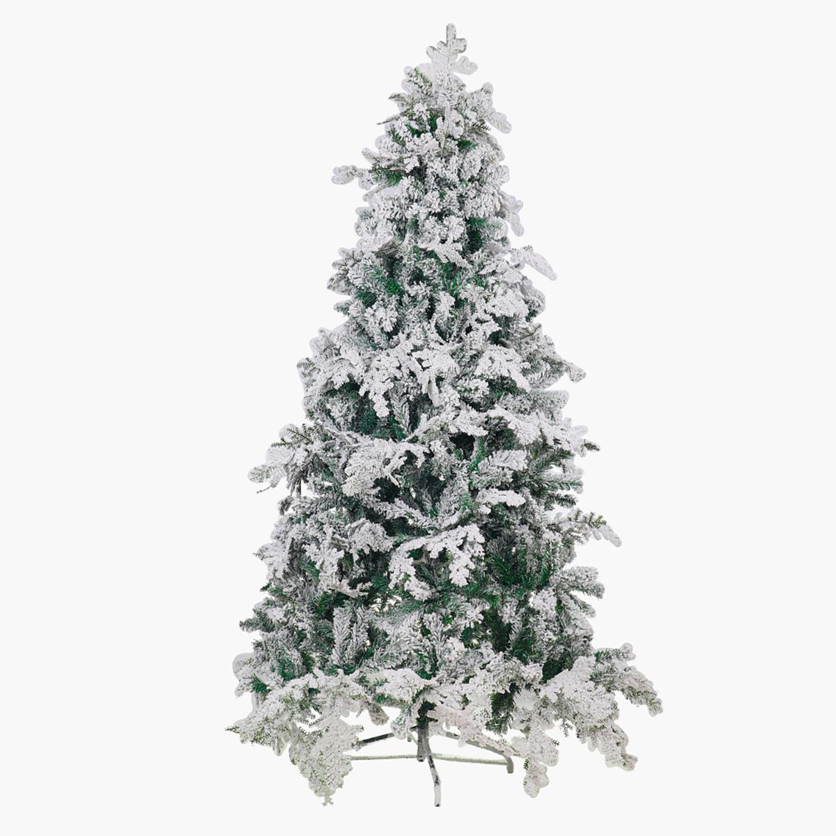 Snow-Flocked Christmas Tree with Sturdy Metal Stand - 210 cm