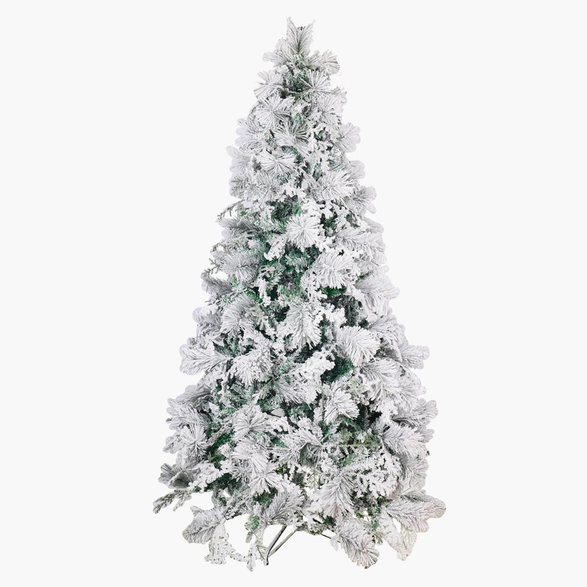 Snow-Flocked Christmas Tree with Sturdy Metal Stand - 240 cm