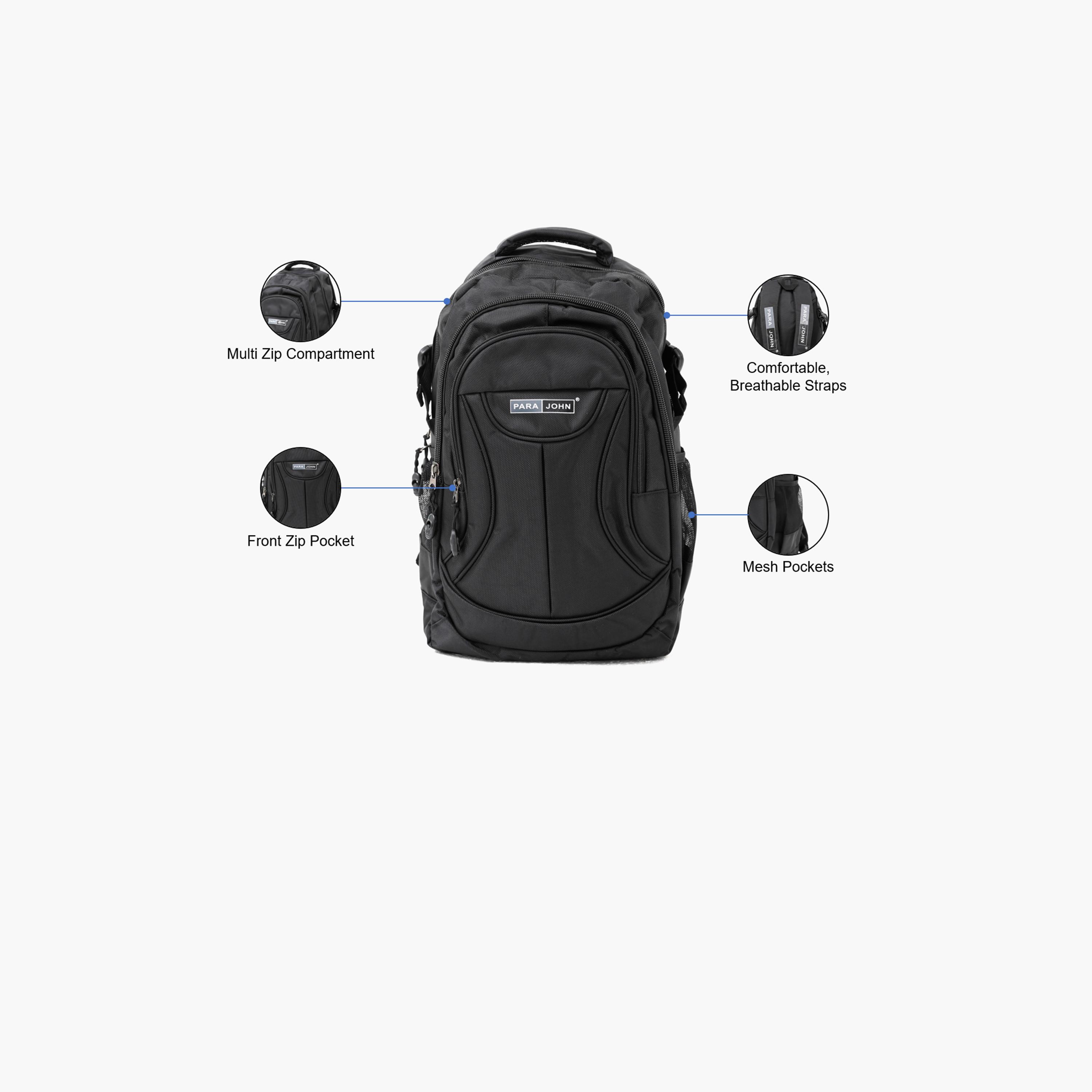 Para John 20 Inches Backpack Polyester with Adjustable Strap-school-bagsandbackpacks-backpacks-image-6