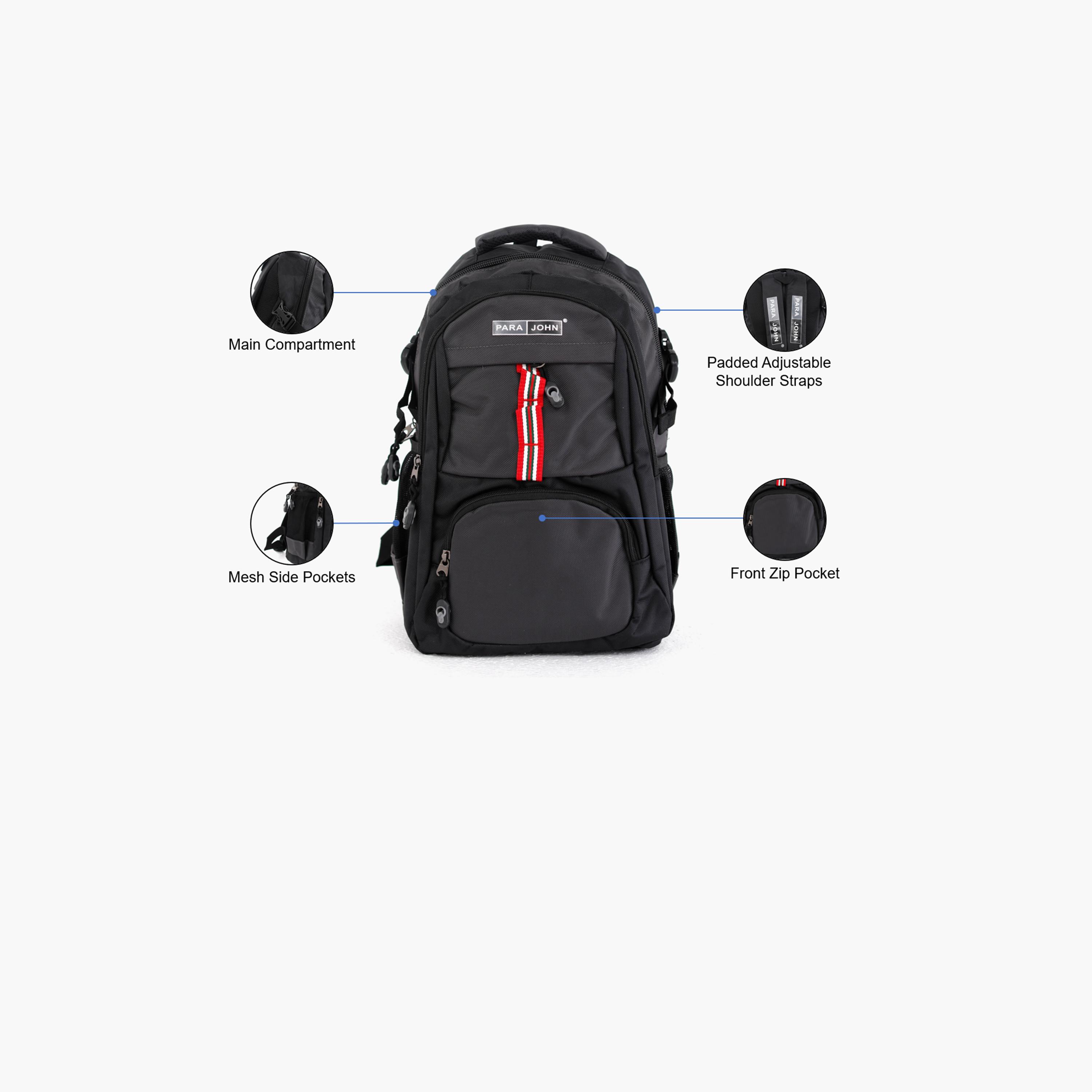 Para John 18 Inches Backpack Polyester with Adjustable Strap-school-bagsandbackpacks-backpacks-image-2