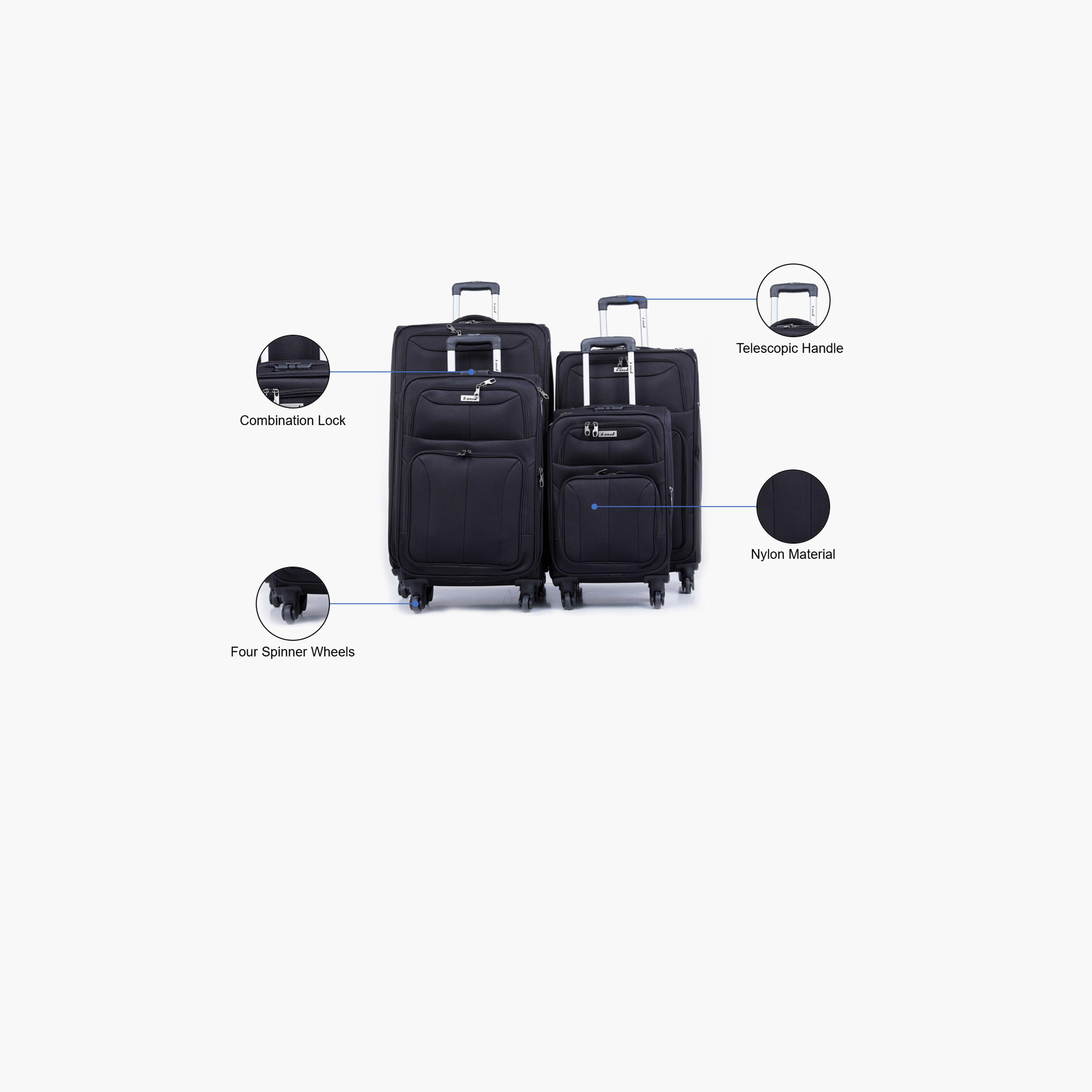 باراجون- طقم 4 شنط نايلون بأربع عجلات دوارة وجوانب طرية مع قفل مركب-travel-luggagesandbags-luggage-image-2