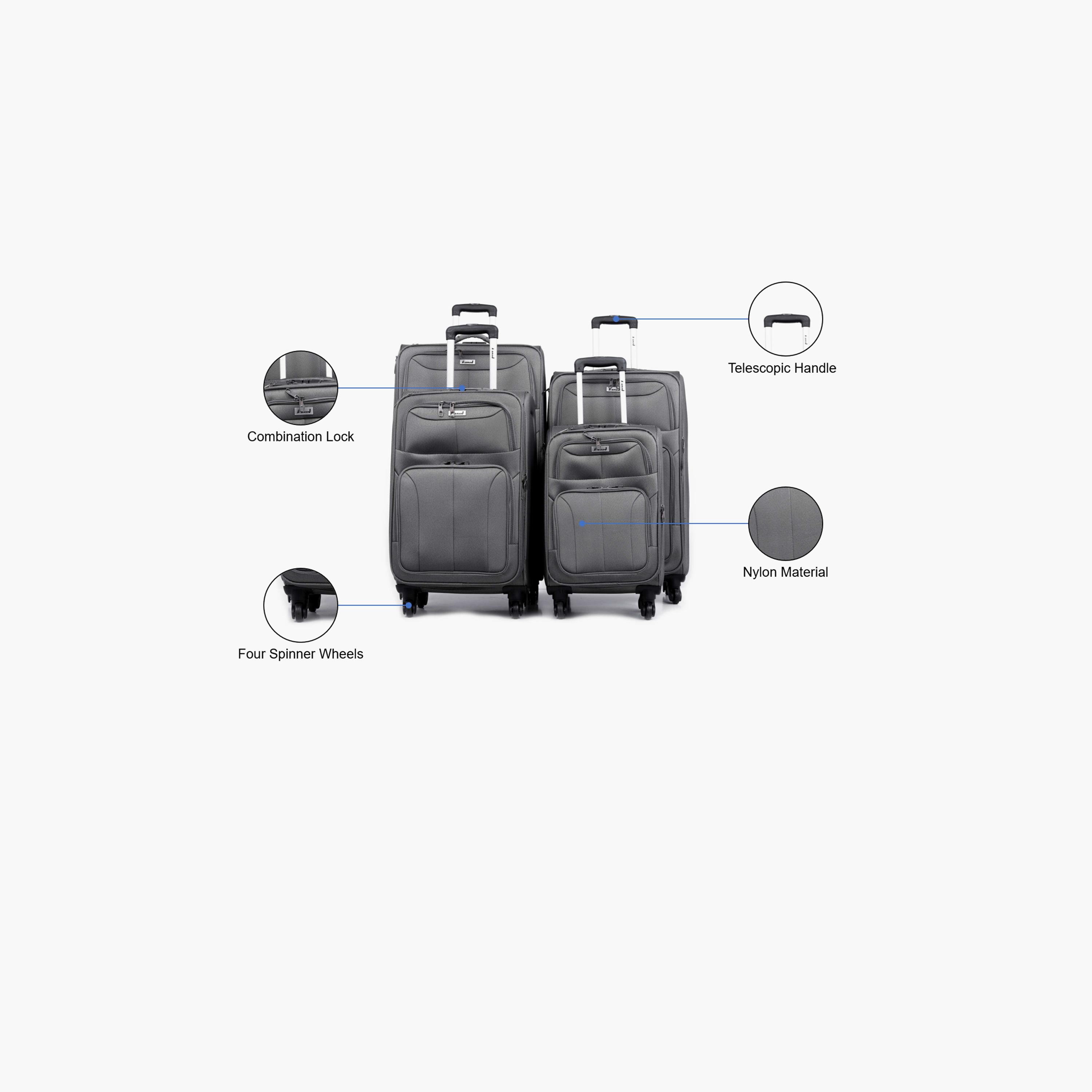 باراجون- طقم 4 شنط نايلون بأربع عجلات دوارة وجوانب طرية مع قفل مركب-travel-luggagesandbags-luggage-image-4