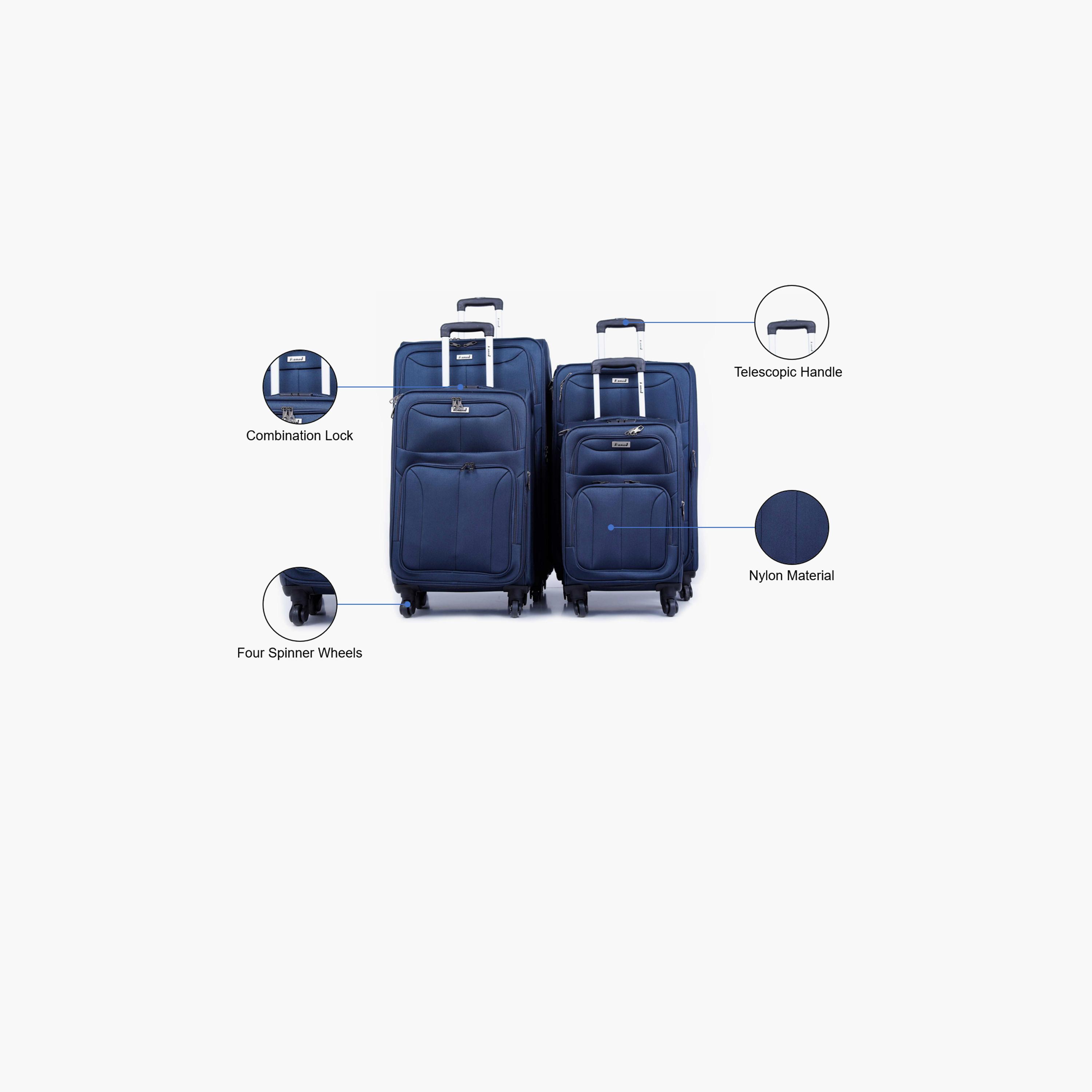 باراجون- طقم 4 شنط نايلون بأربع عجلات دوارة وجوانب طرية مع قفل مركب-travel-luggagesandbags-luggage-image-13