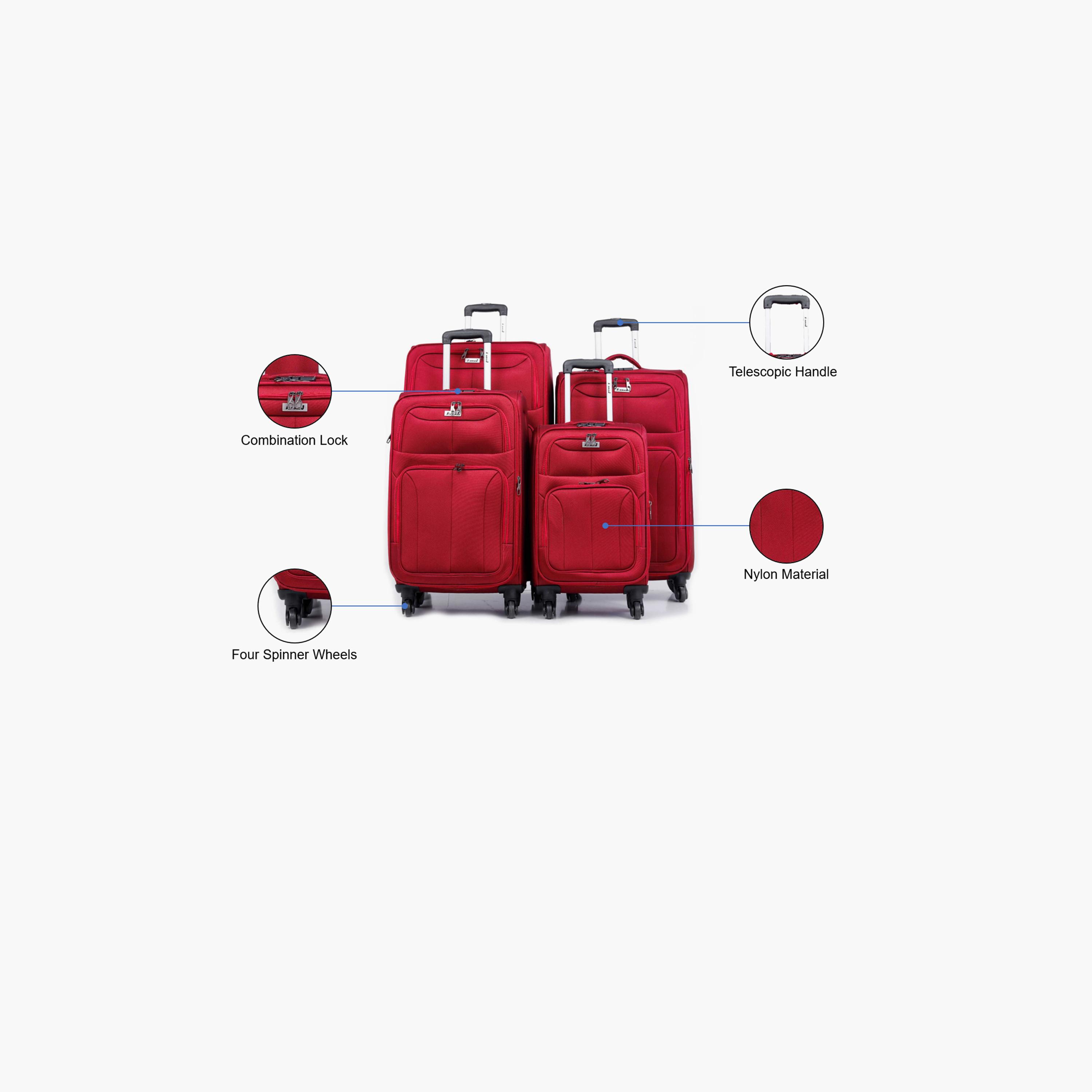 باراجون- طقم 4 شنط نايلون بأربع عجلات دوارة وجوانب طرية مع قفل مركب-travel-luggagesandbags-luggage-image-7