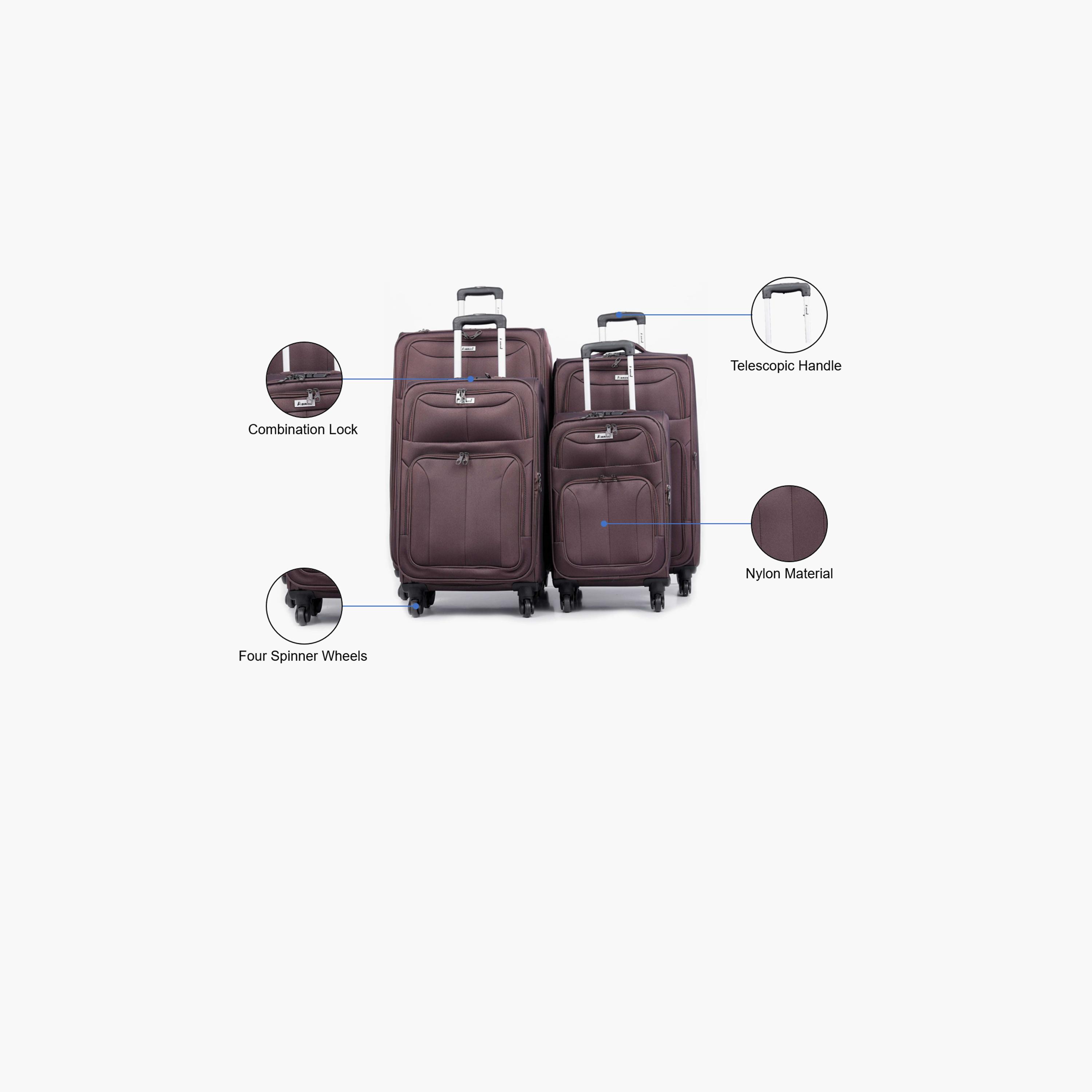باراجون- طقم 4 شنط نايلون بأربع عجلات دوارة وجوانب طرية مع قفل مركب-travel-luggagesandbags-luggage-image-10