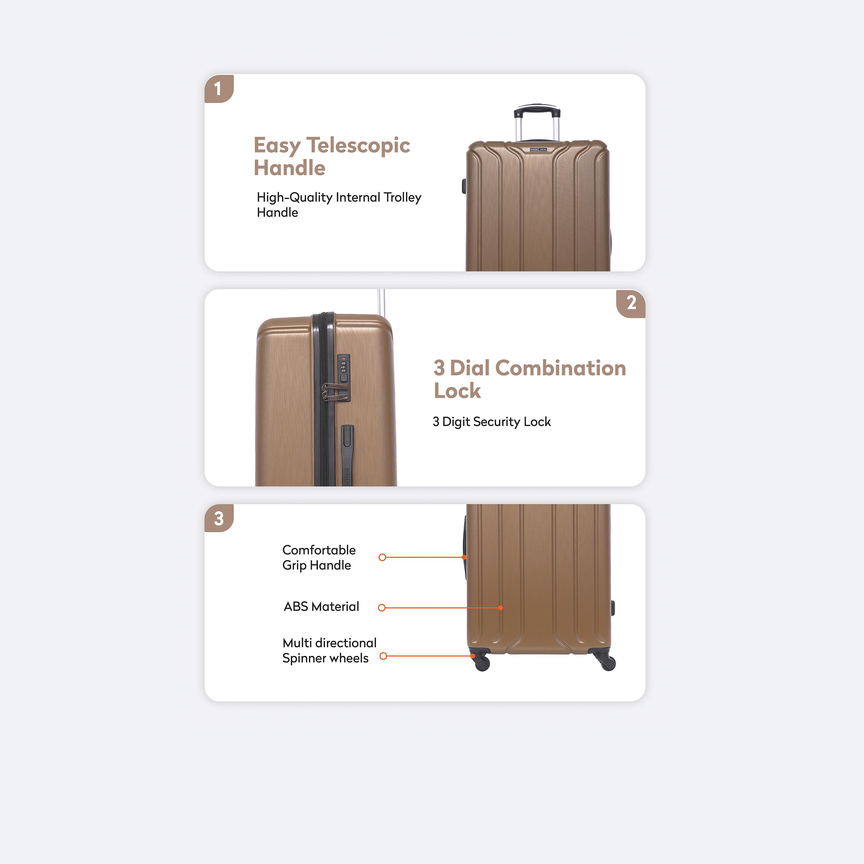 باراجون- طقم 3 شنط بأربع عجلات دوارة من مادة ABS وجوانب صلبة مع قفل مركب-travel-luggagesandbags-luggage-image-7