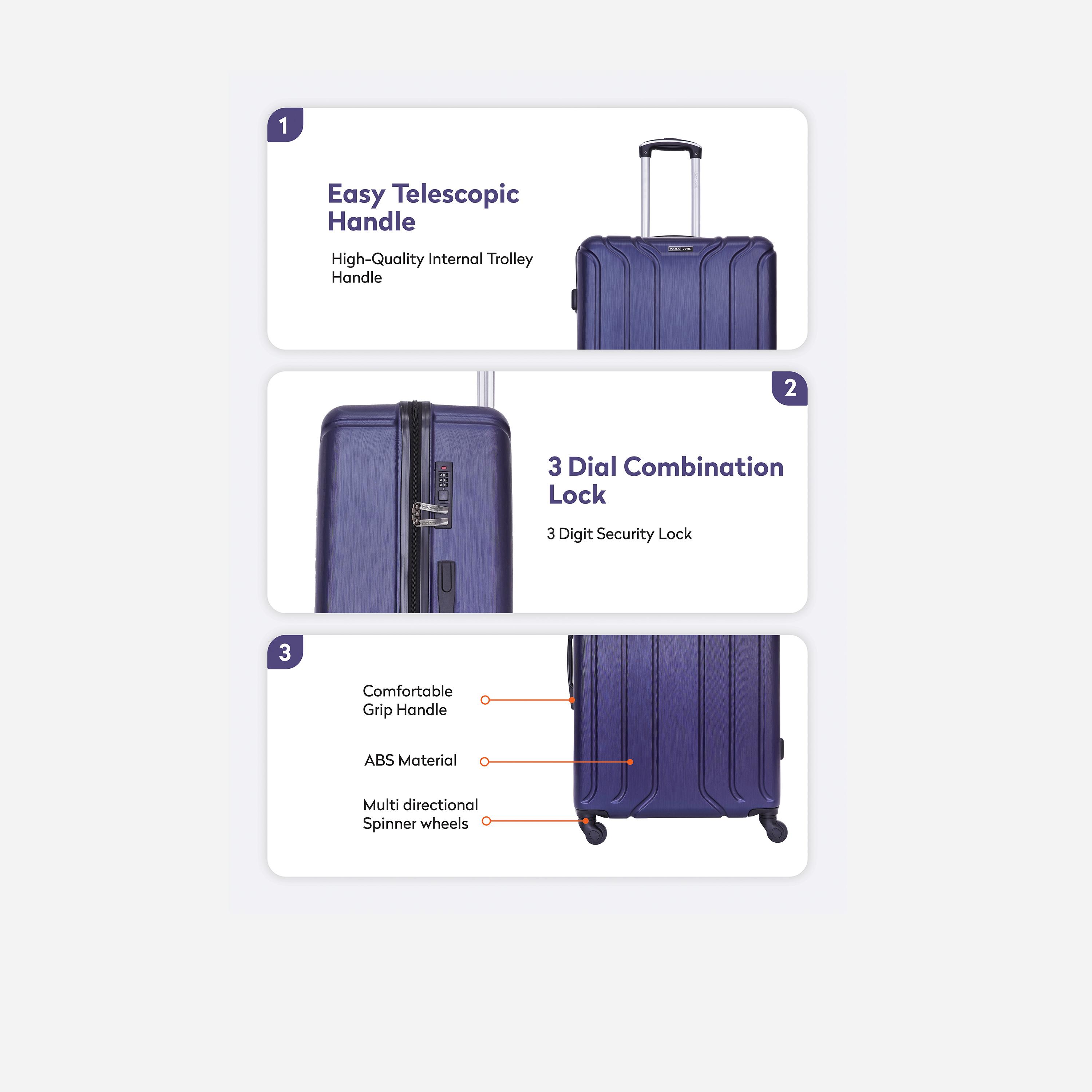 باراجون- طقم 3 شنط بأربع عجلات دوارة من مادة ABS وجوانب صلبة مع قفل مركب-travel-luggagesandbags-luggage-image-12